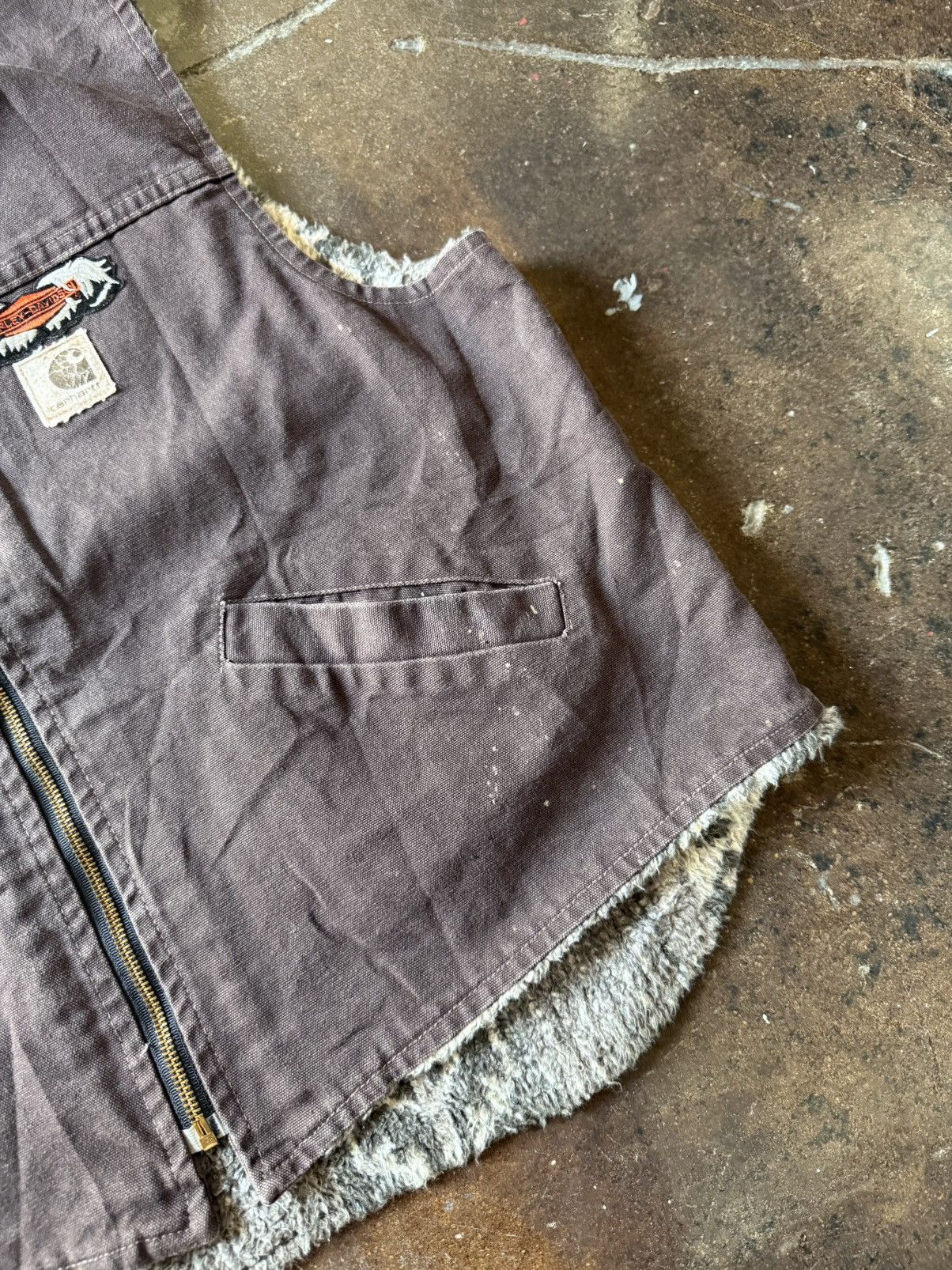 Vintage vintage 90s rare sherpa carhartt harley patchwork vest Size US XL / EU 56 / 4 - 3 Thumbnail