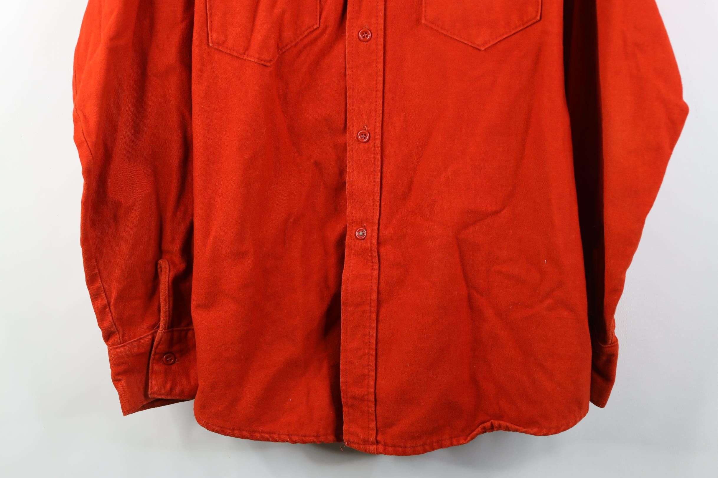 Vintage Vintage 70s Streetwear Chamois Cloth Button Shirt Orange USA Size US XL / EU 56 / 4 - 3 Thumbnail