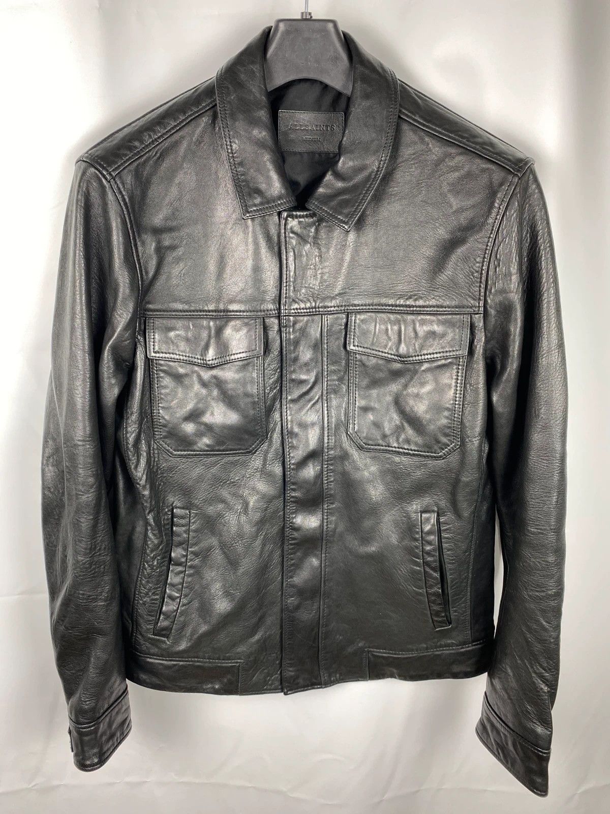 Allsaints Forum Jacket Genuine Leather Collared size M