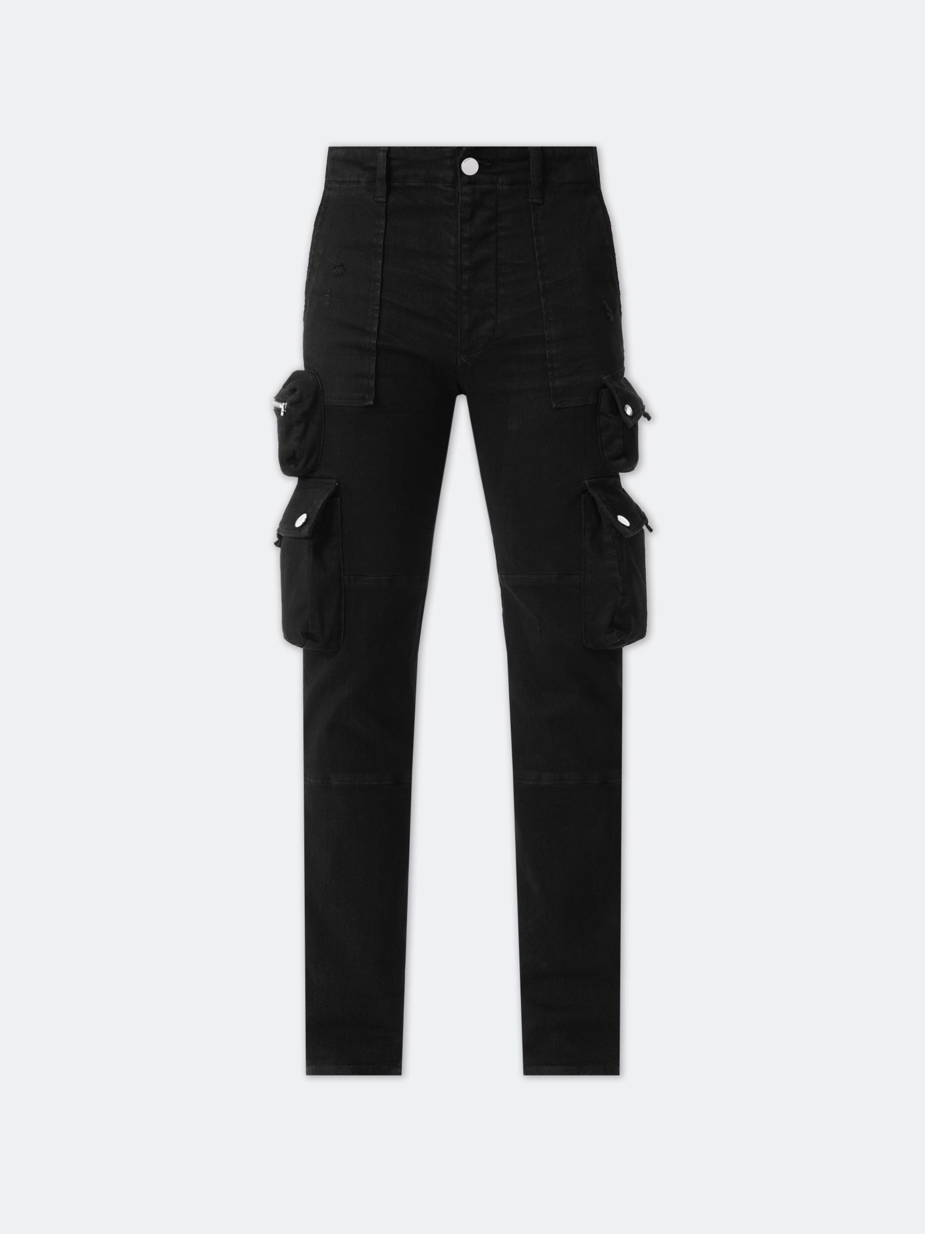 oc11z0225 Tactical Cargo Jeans in Black