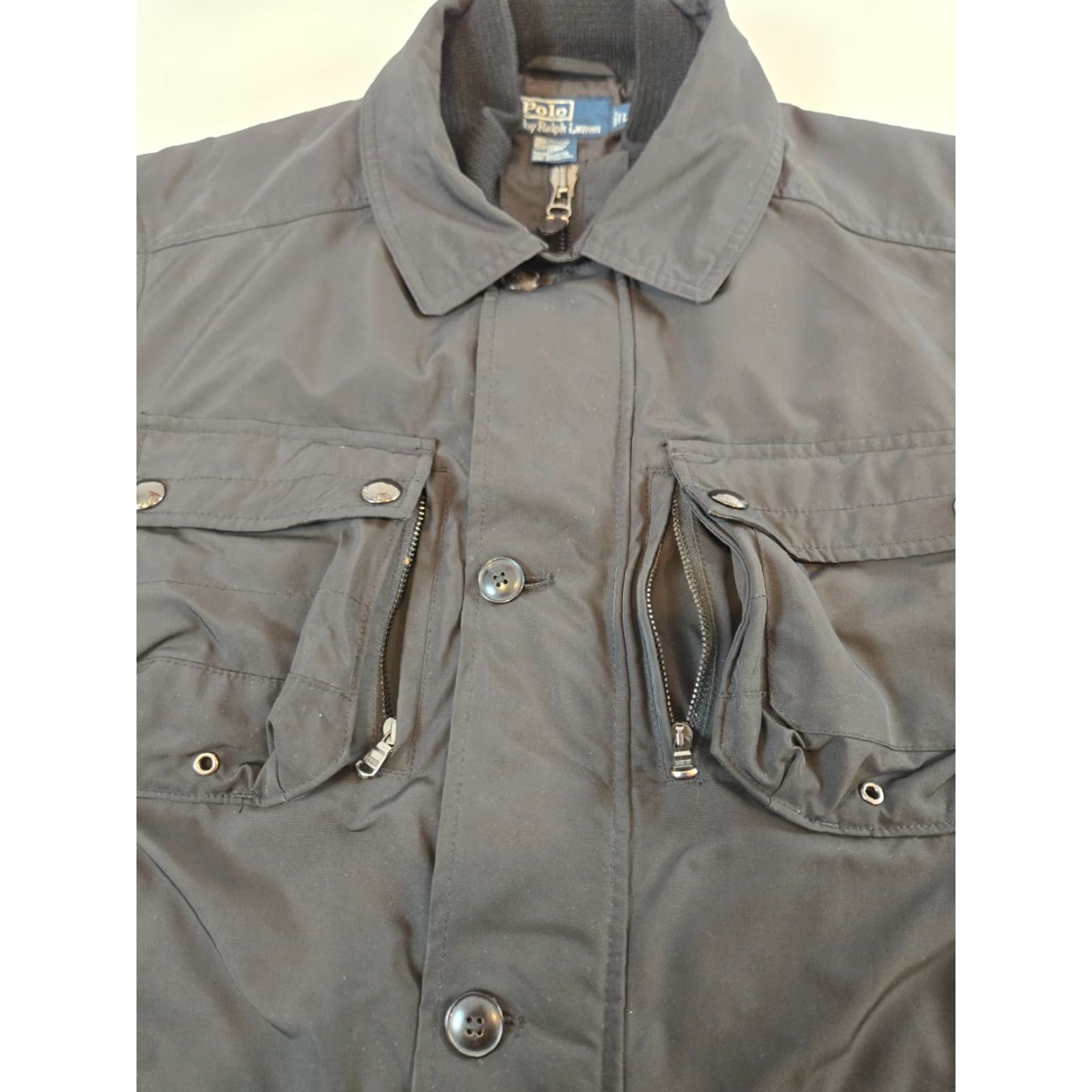 Polo Ralph Lauren VINTAGE Polo Ralph Lauren Coat Military Jacket Hooded Insulated Black 2XL Men’s Leather Trim Stand-Up Collar Full Zip Pockets Size US XXL / EU 58 / 5 - 4 Thumbnail