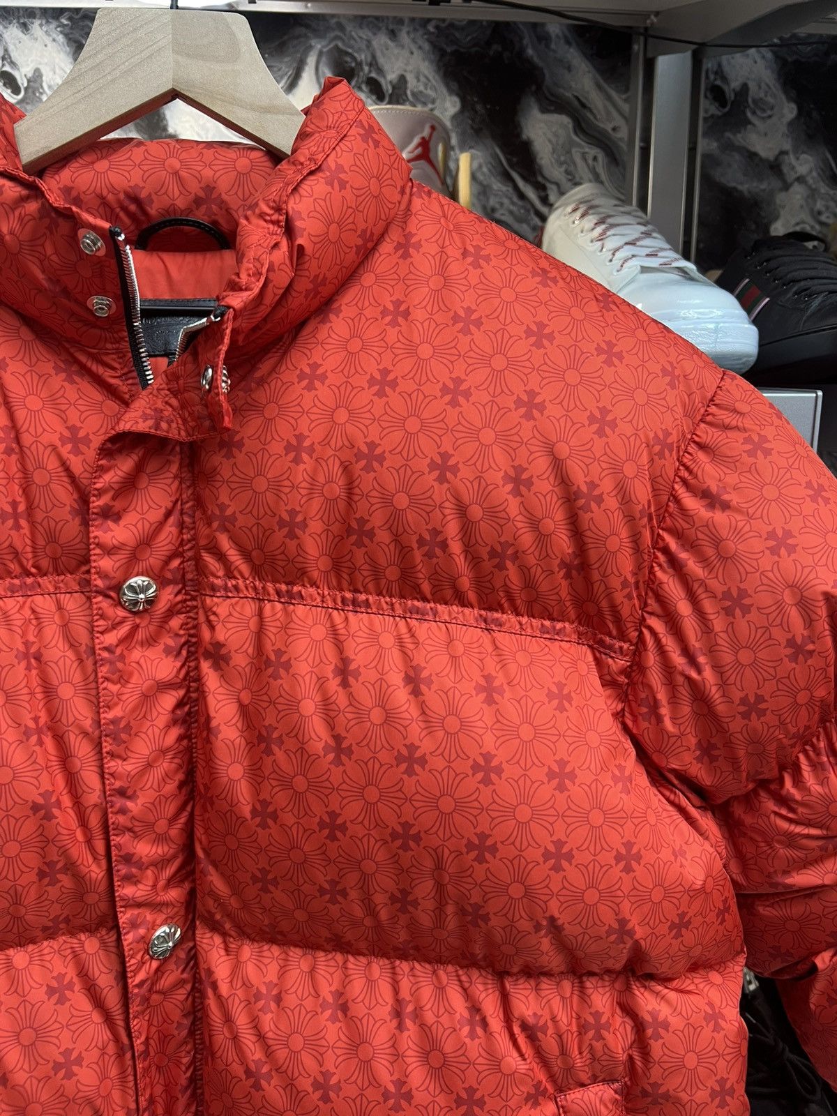 Chrome Hearts Chrome Hearts Red Monogram Cross Pattern Puffer Down Jacket Size US XL / EU 56 / 4 - 6 Thumbnail