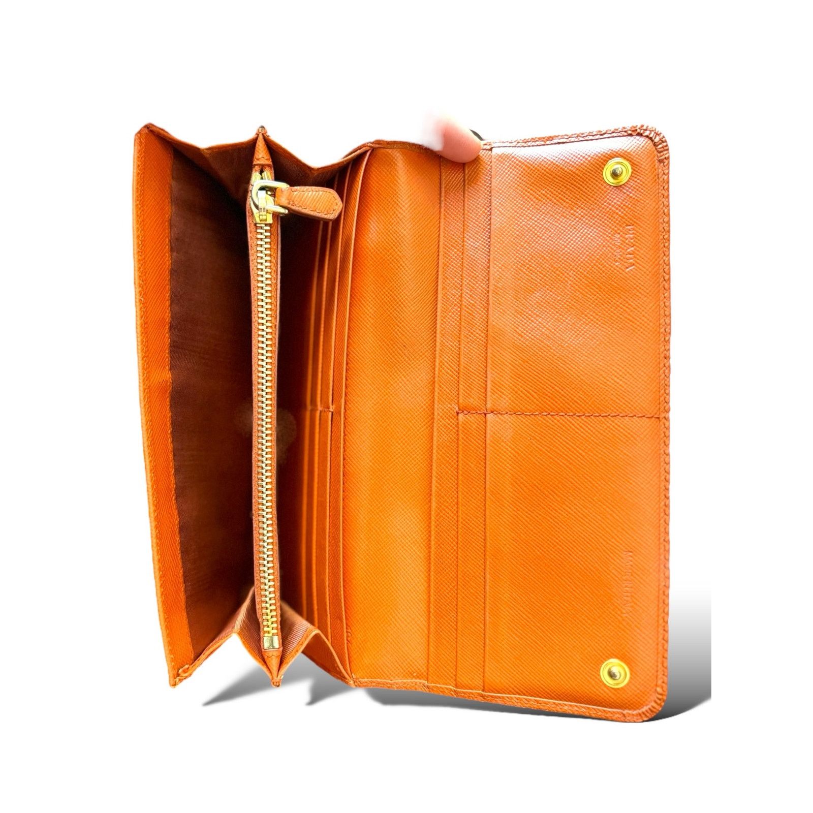 Prada PRADA Long Wallet Safiano Leather Pocket Orange REPAINTED Size ONE SIZE - 10 Thumbnail
