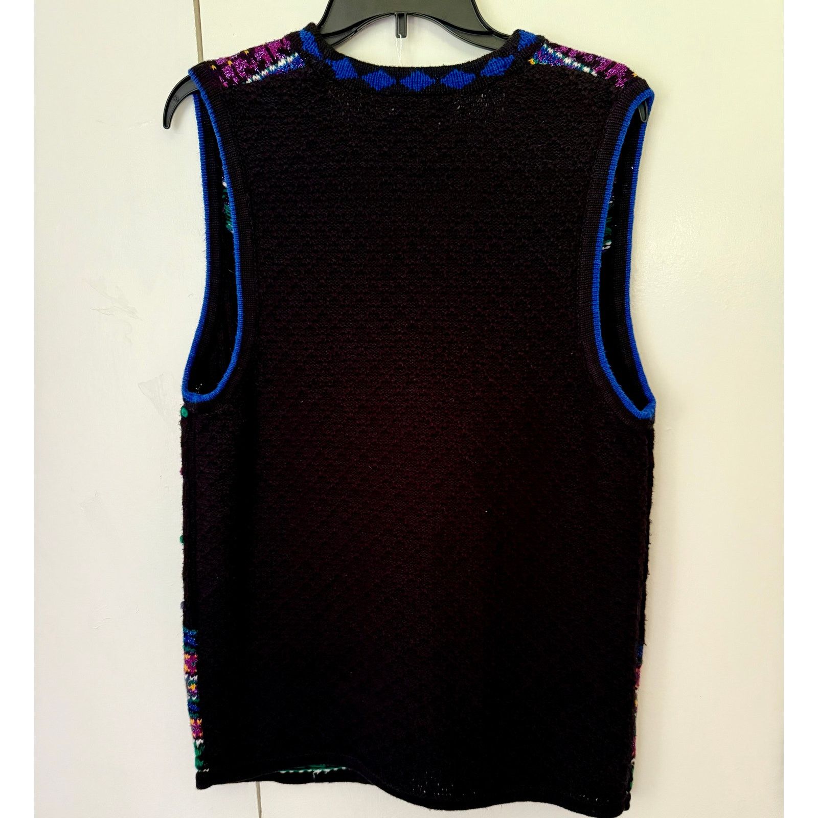 Vintage Vintage 80’s Rrruss Black Rainbow Sweater Vest Medium Large Size M / US 6-8 / IT 42-44 - 6 Thumbnail