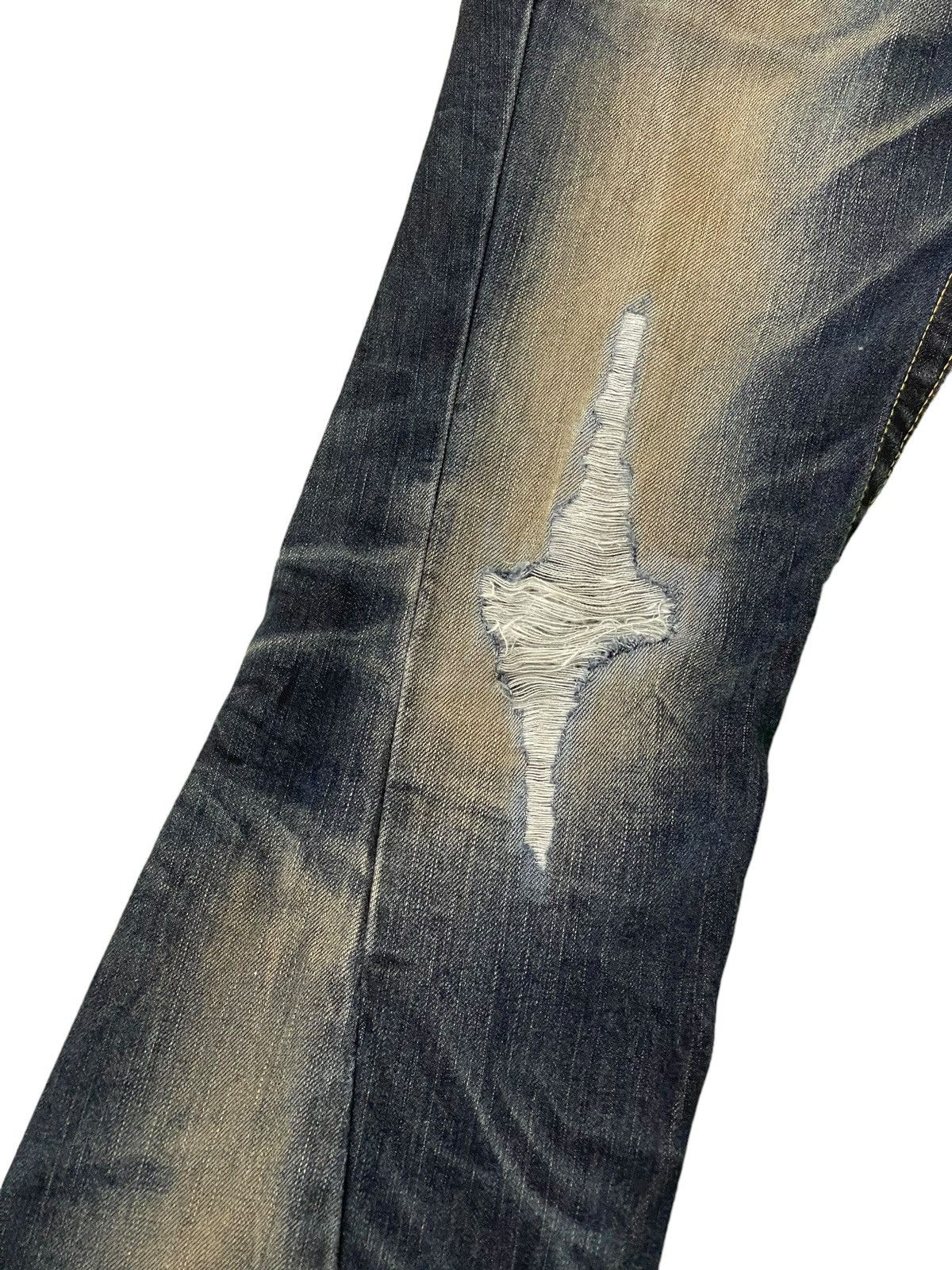 Japanese Brand Flare Jeans Tornado Mart Faded Distress Boot Cut 8🟦8 Size US 29 - 6 Thumbnail