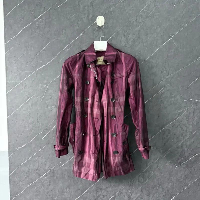 Burberry Burberry Women's Purple Cotton Trench Coat Size ONE SIZE - 1 Thumbnail