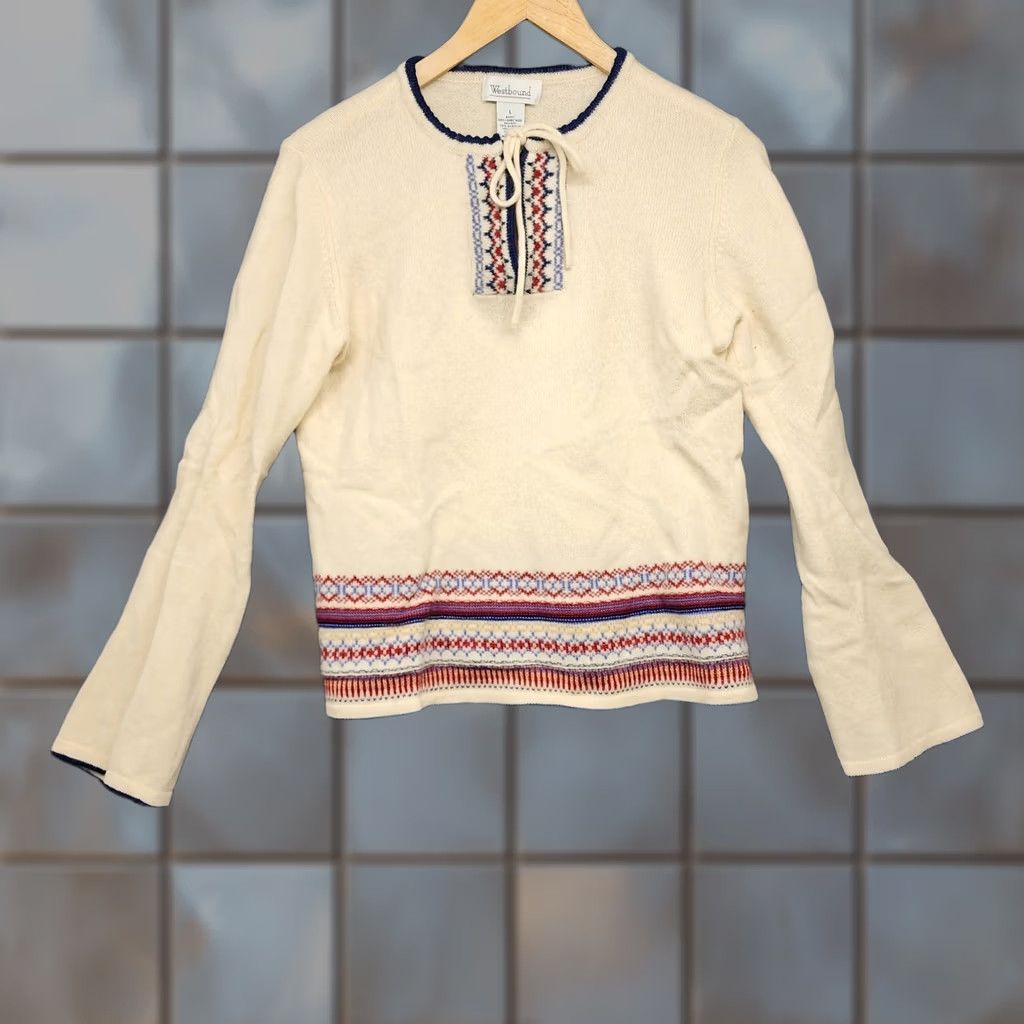 Vintage VINTAGE Westbound Sweater Womens Large 100% Lambswool Nordic Fair Isle Japan Size L / US 10 / IT 46 - 1 Thumbnail