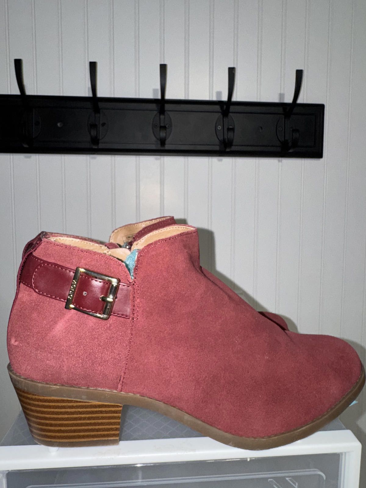 Vionic Vionic Women's Red Suede Ankle Boots with Buckle Detail Size US 7.5 / IT 37.5 - 2 Thumbnail