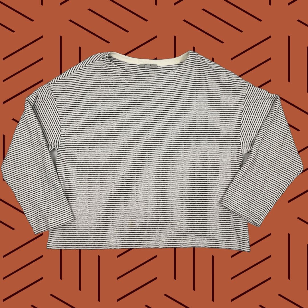 Allsaints VINTAGE AllSaints Adelise LS Stripe Tee Women XS Oversized Boxy Modernist Minimal Blouse Size XS / US 0-2 / IT 36-38 - 1 Thumbnail