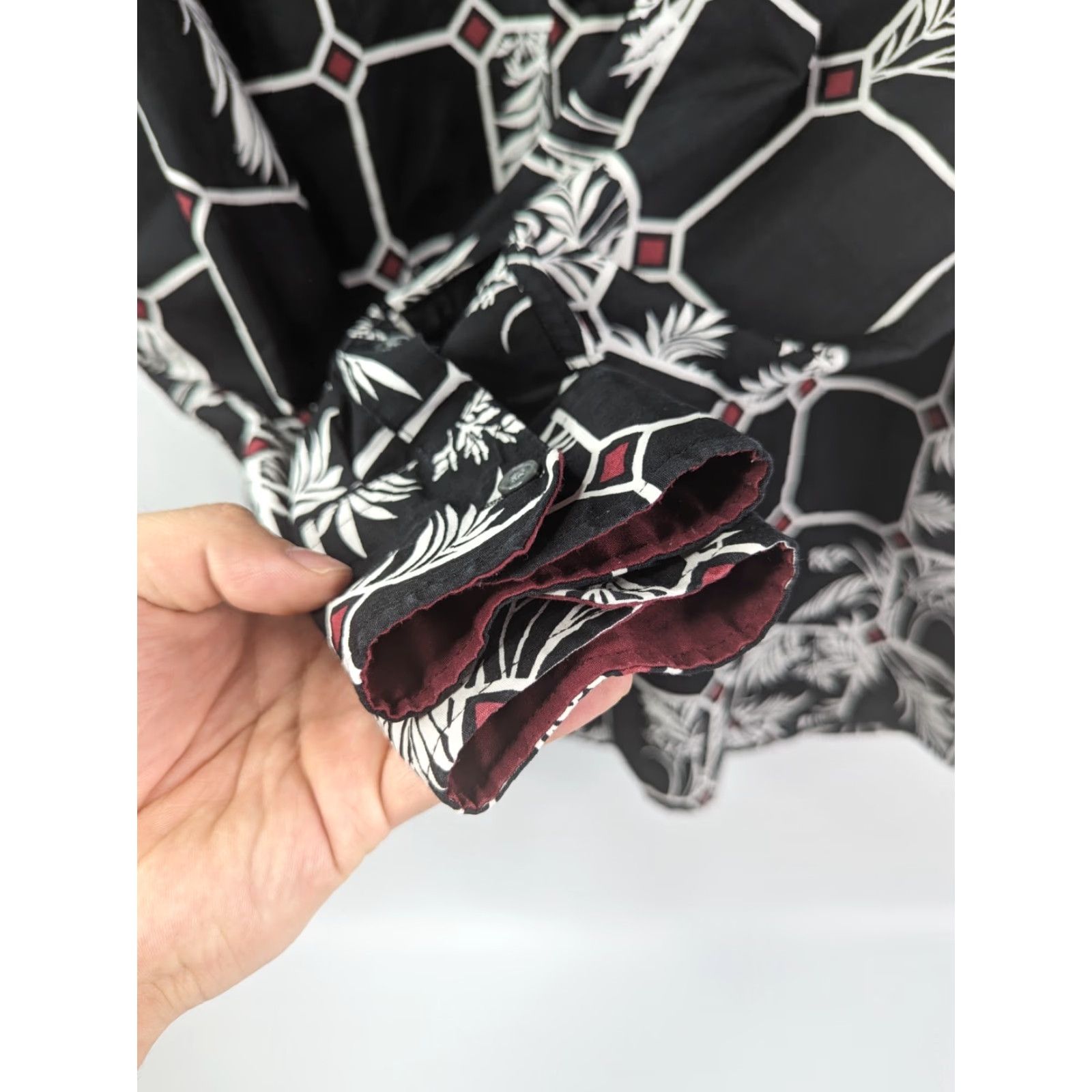 Vintage De-Niko Shirt Men's XL Black Floral Palms Abstract Long Sleeve Button Up Size US XL / EU 56 / 4 - 4 Thumbnail
