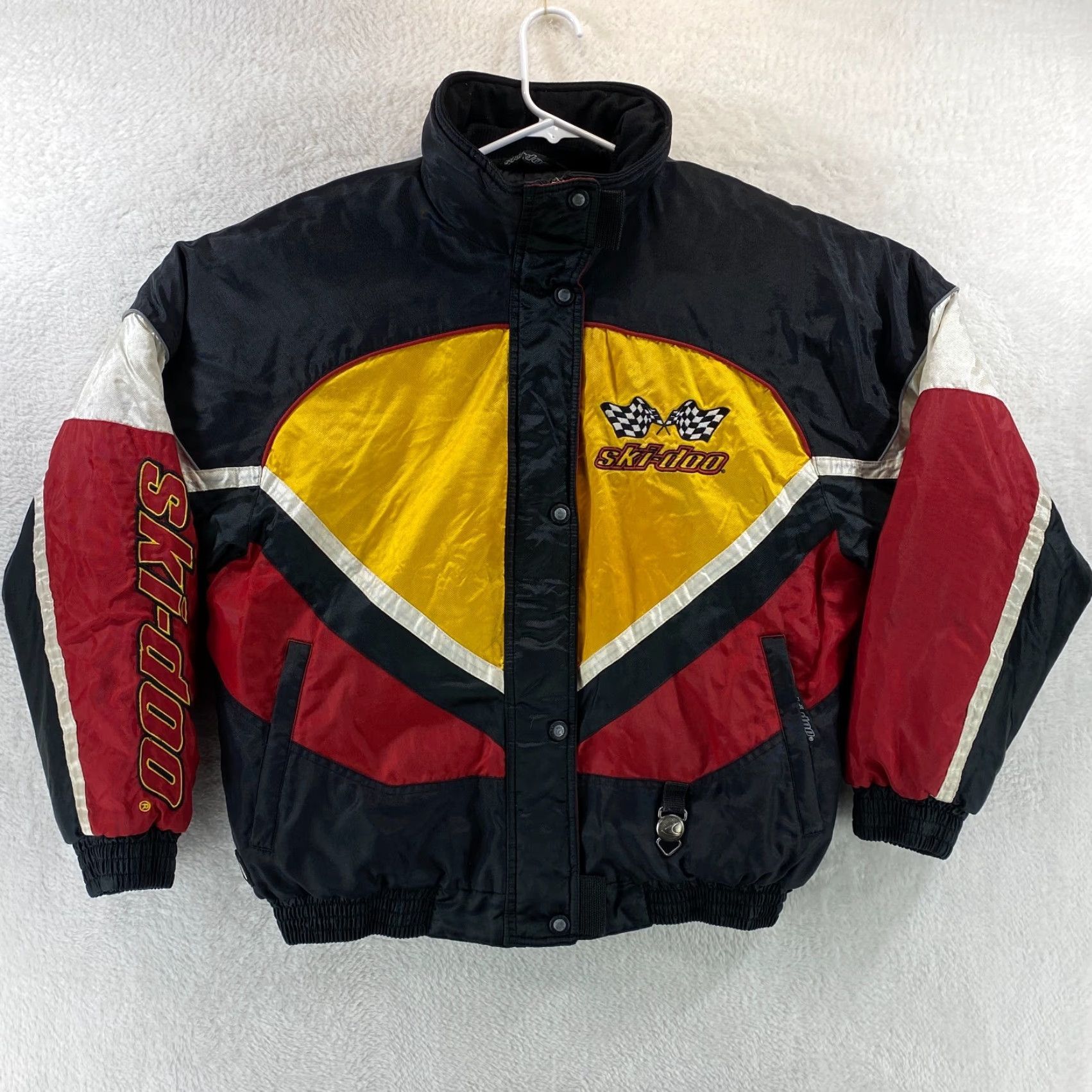 Vintage VINTAGE Ski-Doo Racing Bomber Jacket Coat Shirt Men M Red Black Yellow White VTG 90s Snowmobile Pattern Racing Pockets Zippered Size US M / EU 48-50 / 2 - 2 Thumbnail