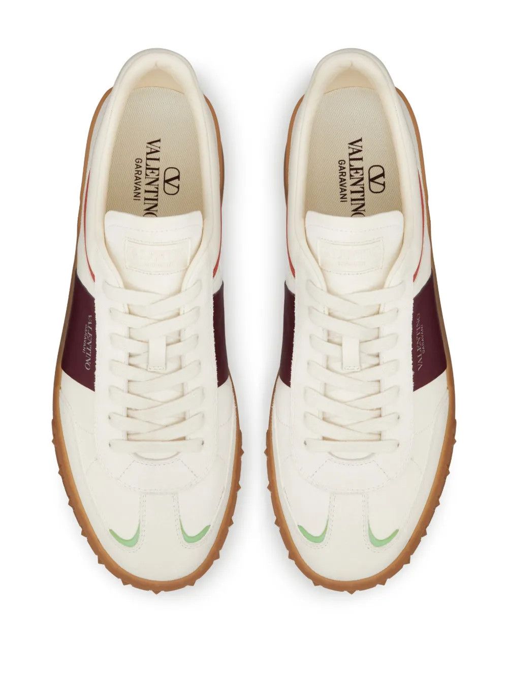Valentino o1y0525 Logo Leather Low-Top Sneakers in White/Brown Size US 8.5 / EU 41-42 - 3 Thumbnail