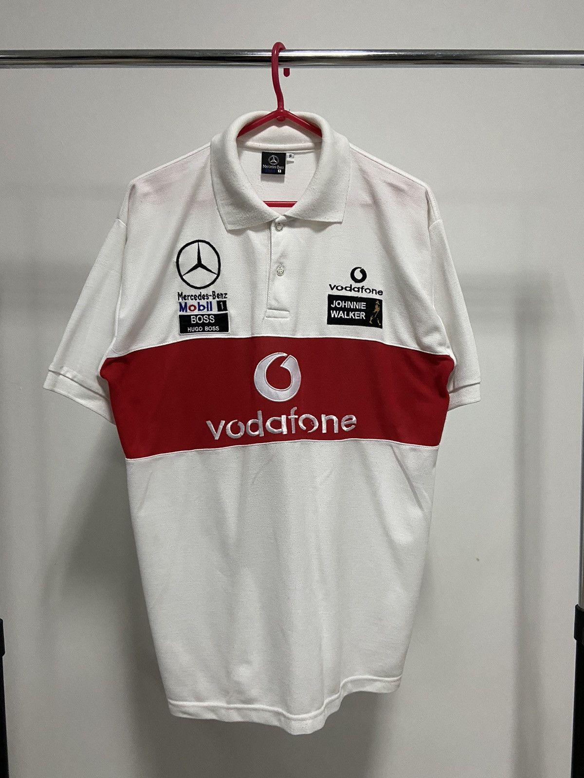 Mercedes Benz Vodafone polo racing big logo t shirt vintage