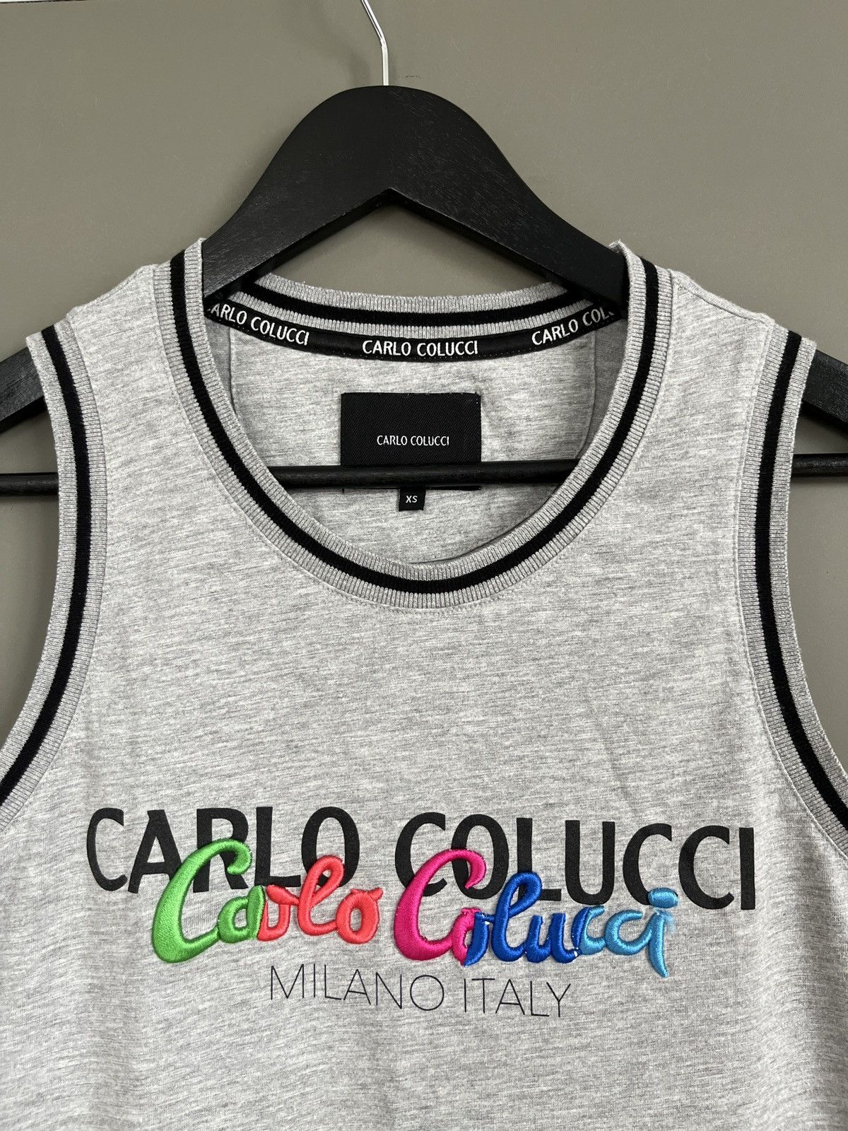 Carlo Colucci Carlo Colucci Gray Big Logo Tank Top T-shirt Size US S / EU 44-46 / 1 - 2 Thumbnail