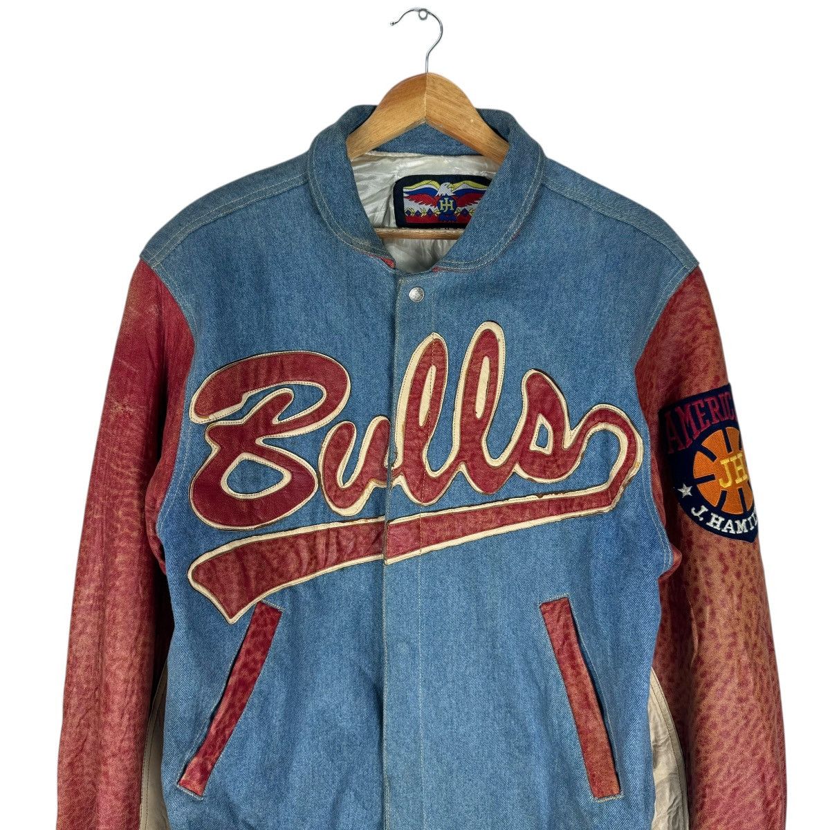 Jeff Hamilton 🌟90s J.H DESIGN CHICAGO BULLS NBA VARSITY LEATHER JACKET Size US M / EU 48-50 / 2 - 4 Thumbnail