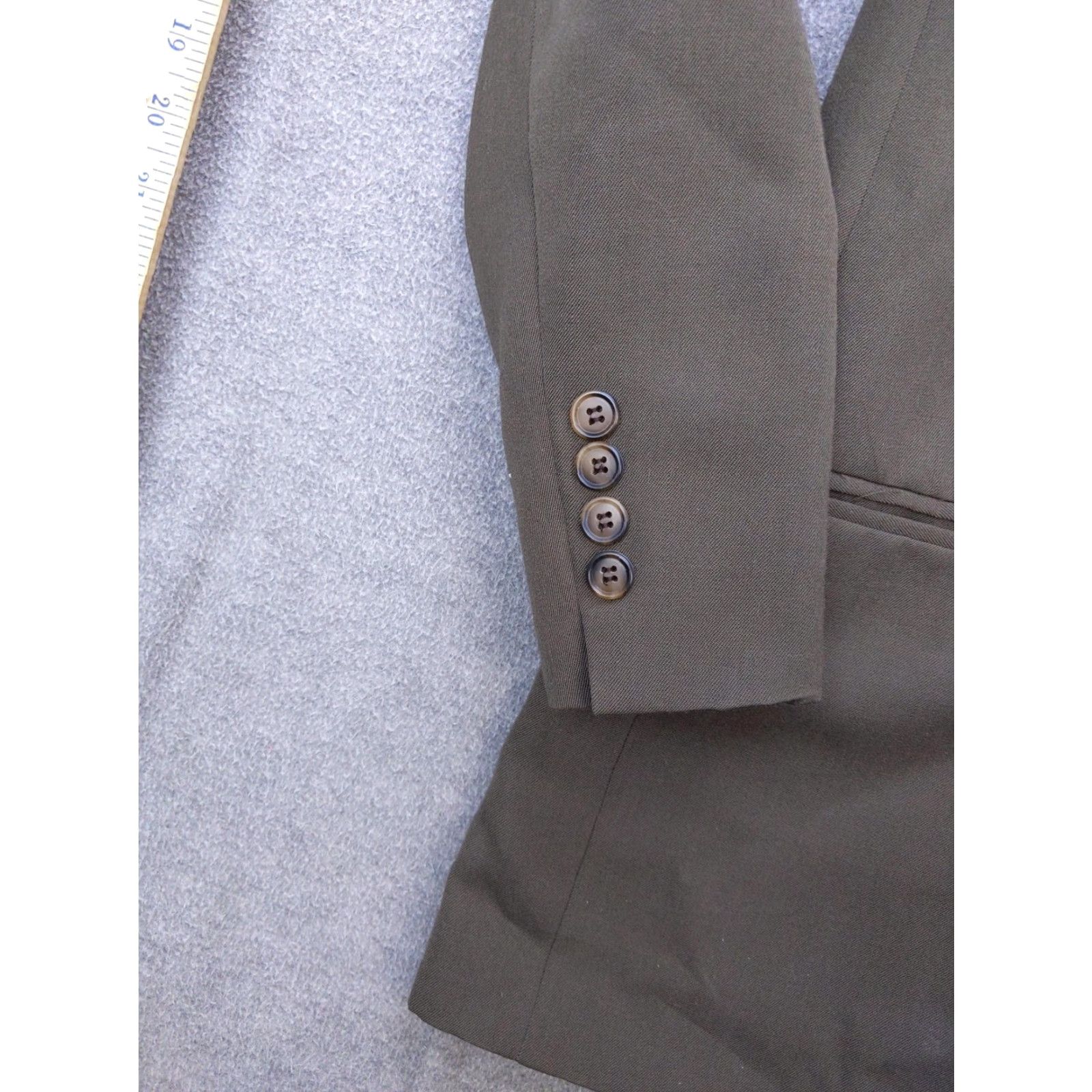 Olive VINTAGE? City Streets Blazer Mens 40 Long Dark Olive Wool Blend Double Breasted Jacket Size 40R - 3 Thumbnail