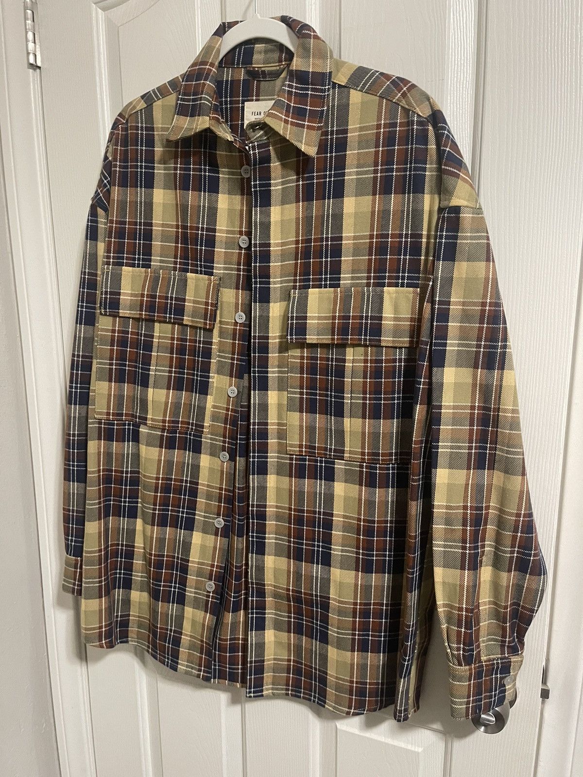image of Fear Of God Plaid Button Up Size M in Yellow, Men's