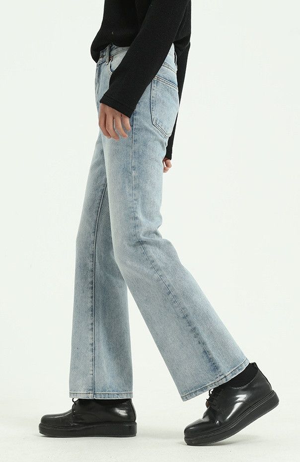 Designer × Japanese Brand Light blue washed non-stretch flared jeans Size US 32 / EU 48 - 4 Thumbnail