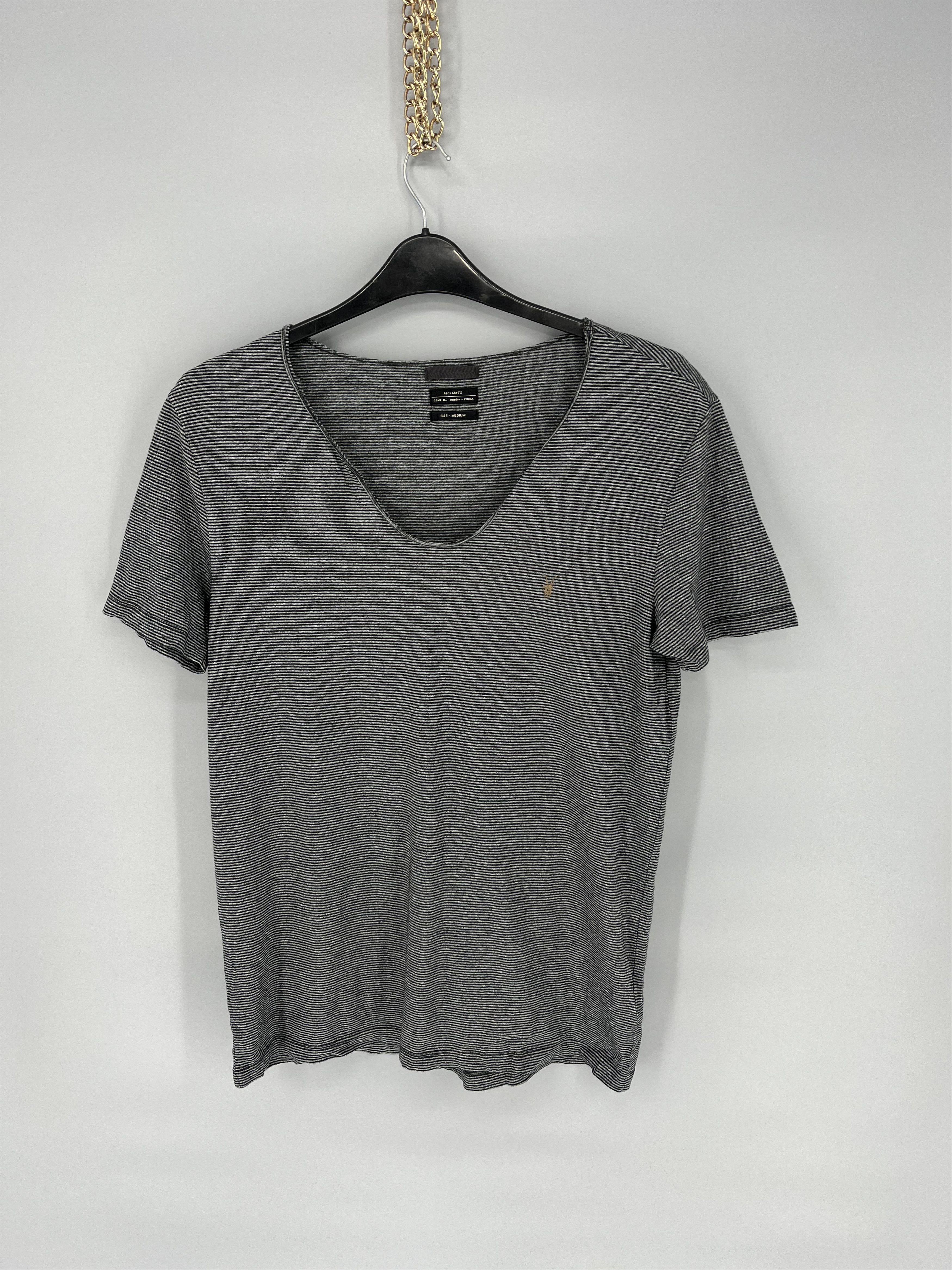 Allsaints AllSaints Men's striped tshirt V-Neckline Size US M / EU 48-50 / 2 - 1 Thumbnail