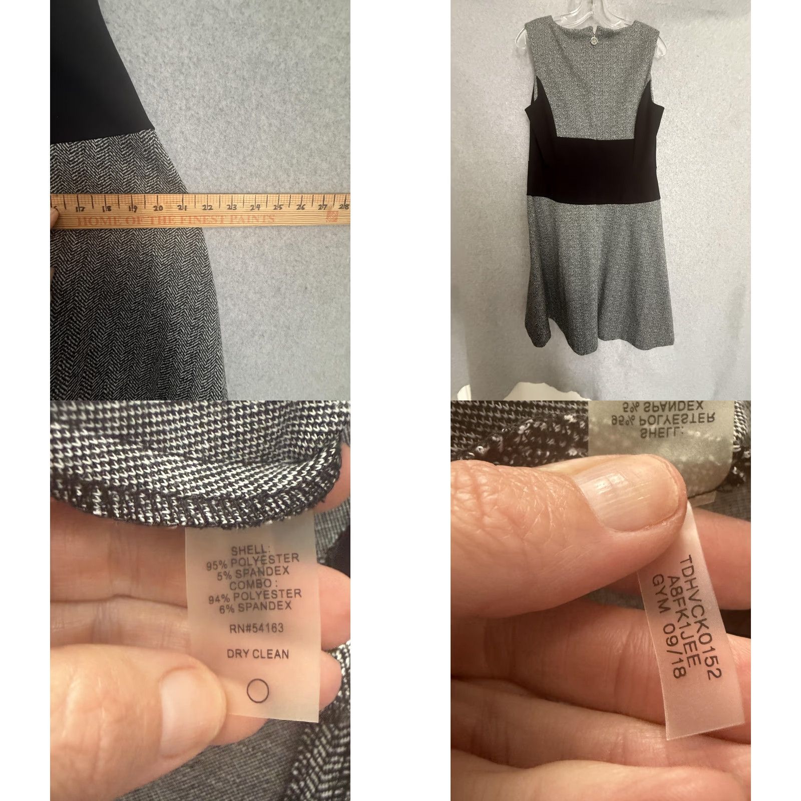 Tommy Hilfiger Tommy Hilfiger Dress Womens 12 Gray Herringbone Fit & Flare Knit Work Office Dress Size XL / US 12-14 / IT 48-50 - 8 Thumbnail