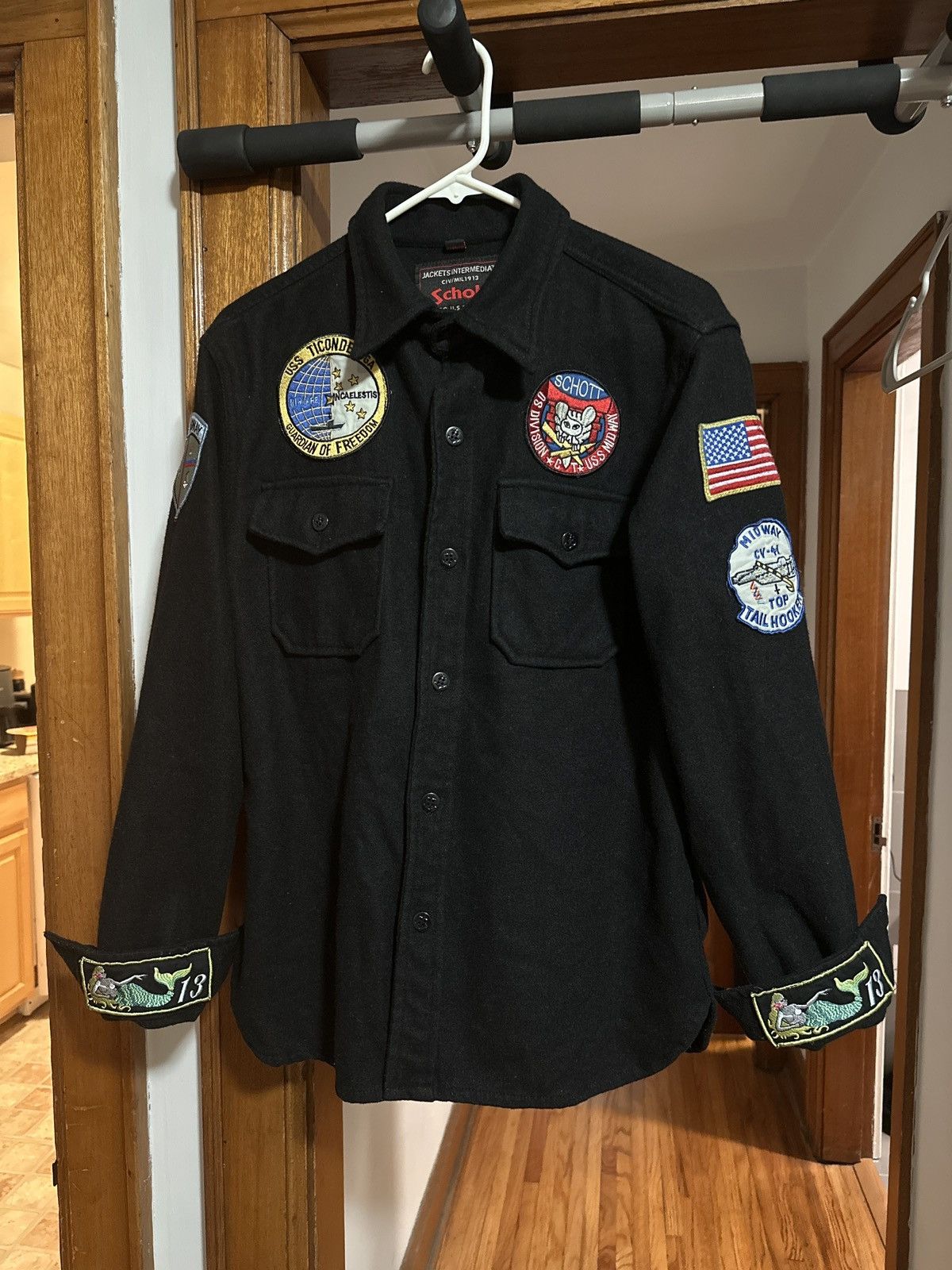 Schott Schott USS Midway Navy Patch Wool Shirt Size US M / EU 48-50 / 2 - 1 Thumbnail