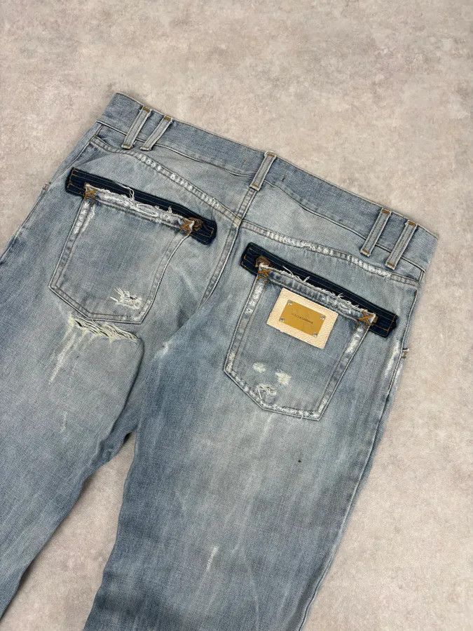 Dolce & Gabbana 2000s Dolce & Gabbana Blue Distressed Denim Jeans Size US 33 - 7 Thumbnail