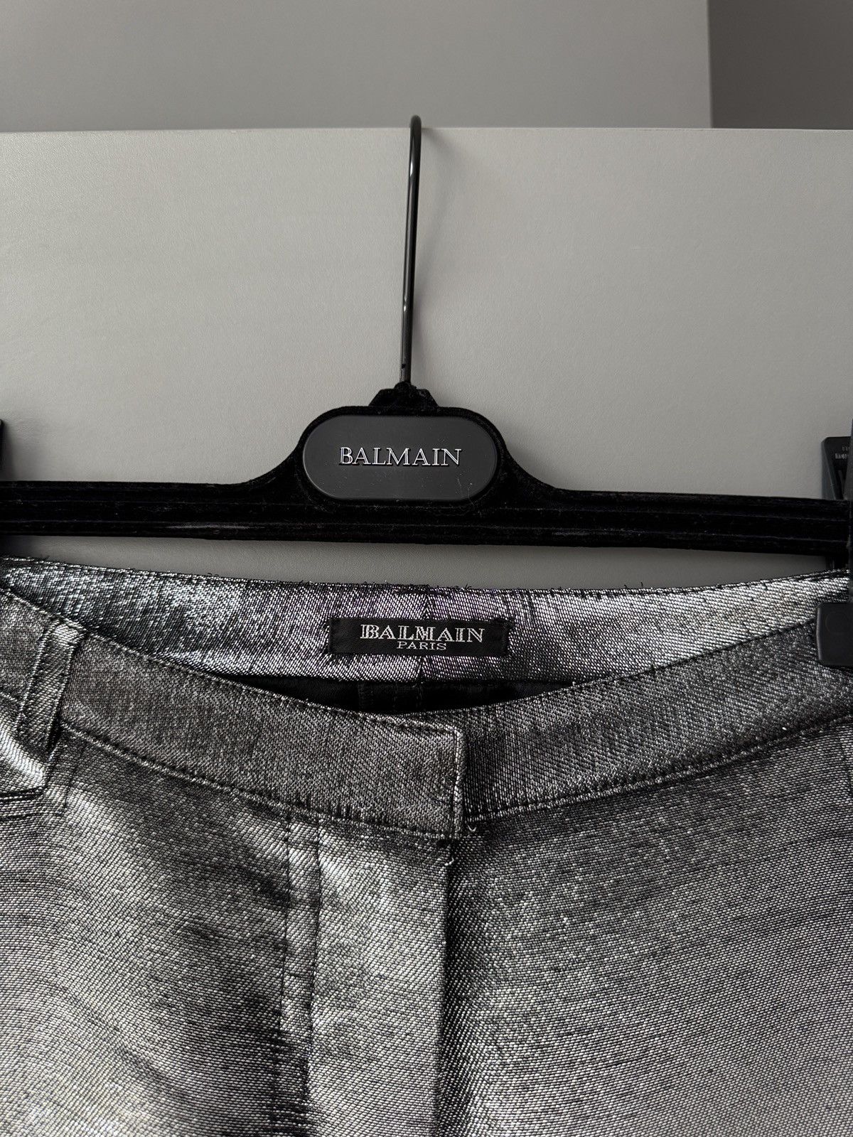 Balmain Balmain Silver Metallic Low Waist Zipper Pants Size 26" / US 2 / IT 38 - 3 Thumbnail