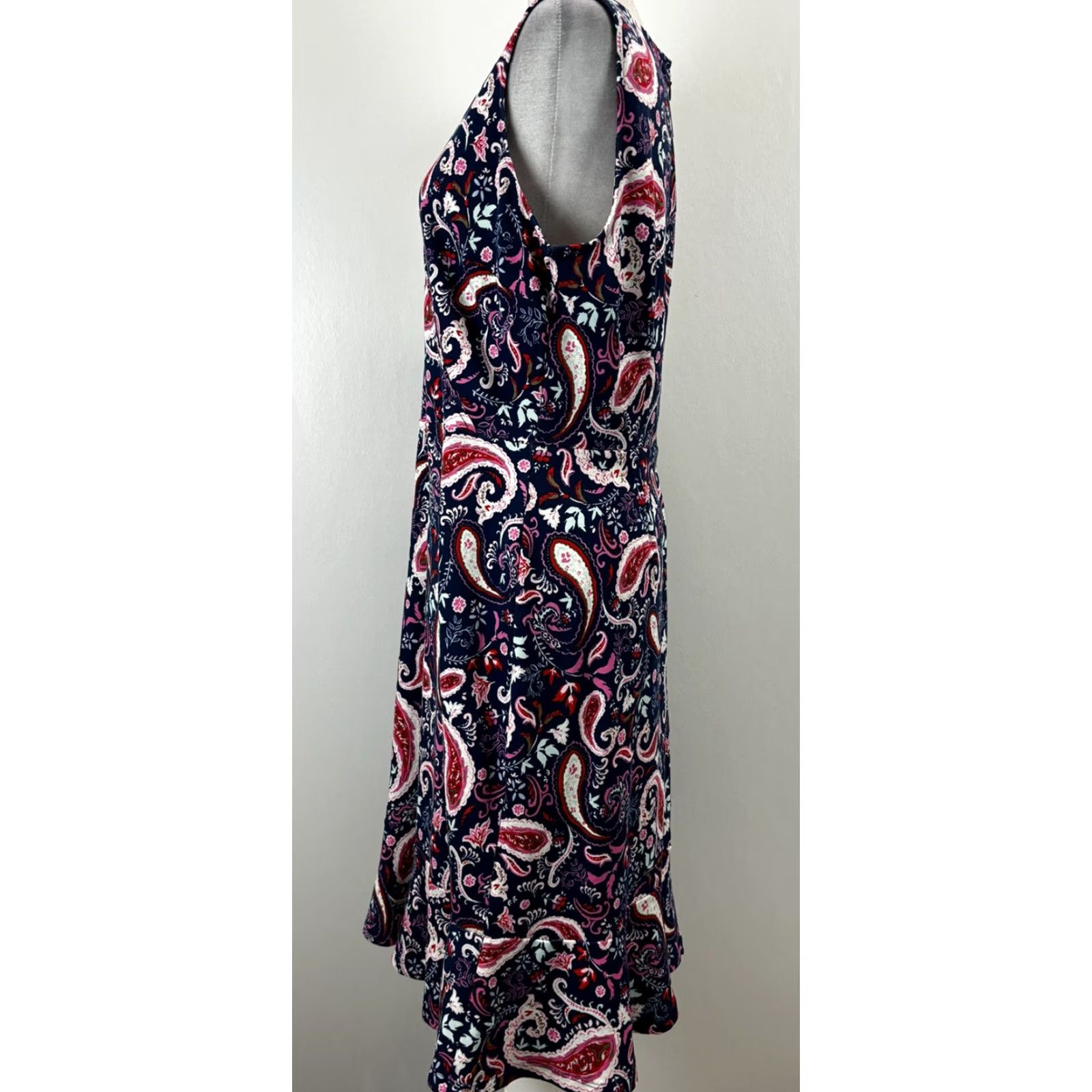 Talbots Talbots Fit & Flare Sleeveless Dress XL Multicolor Paisley Cotton Knee Length Womens Size XL / US 12-14 / IT 48-50 - 2 Thumbnail