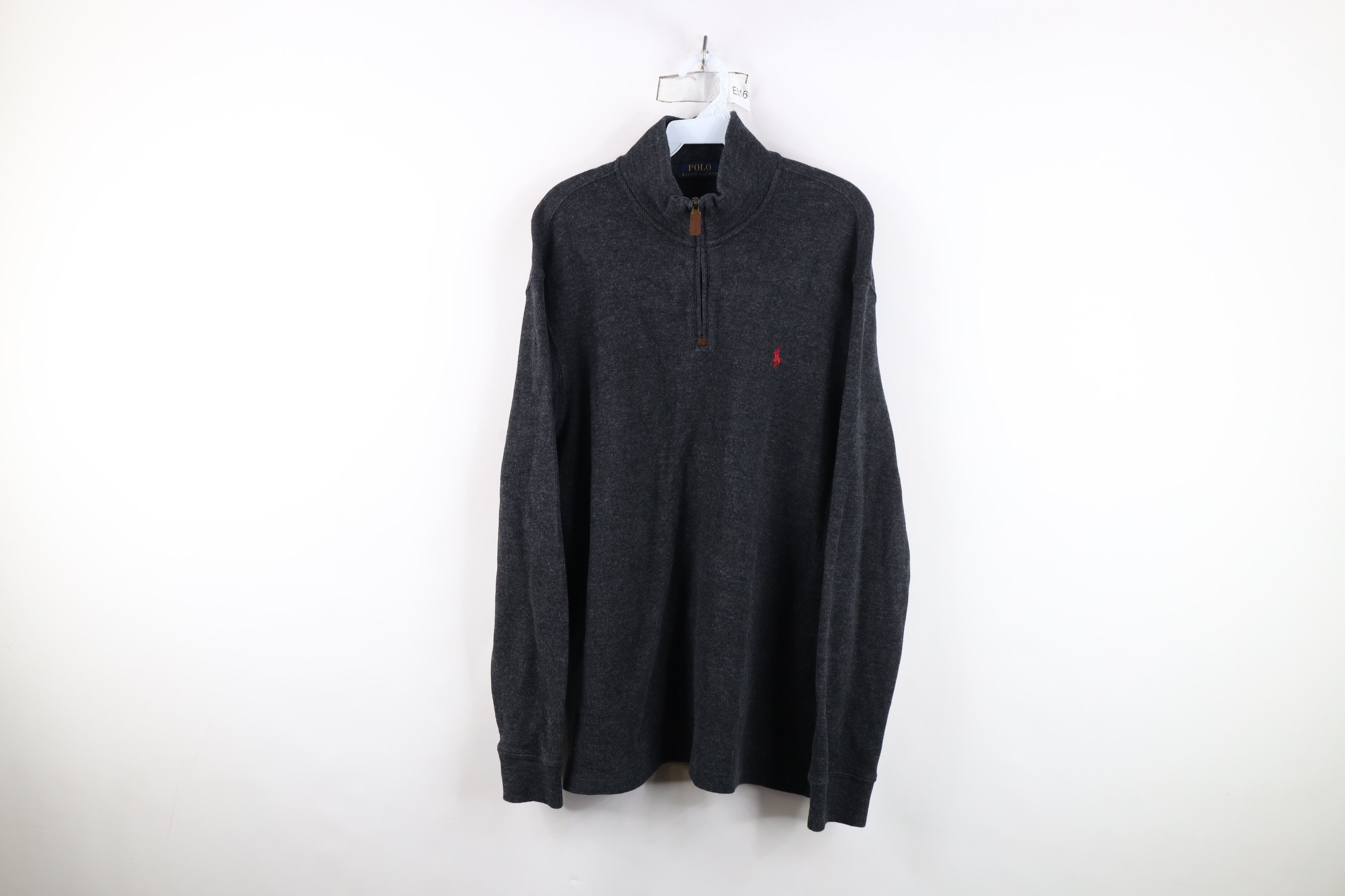 Ralph Lauren Vintage Ralph Lauren Knit Half Zip Sweater Charcoal Gray Size US L / EU 52-54 / 3 - 1 Thumbnail