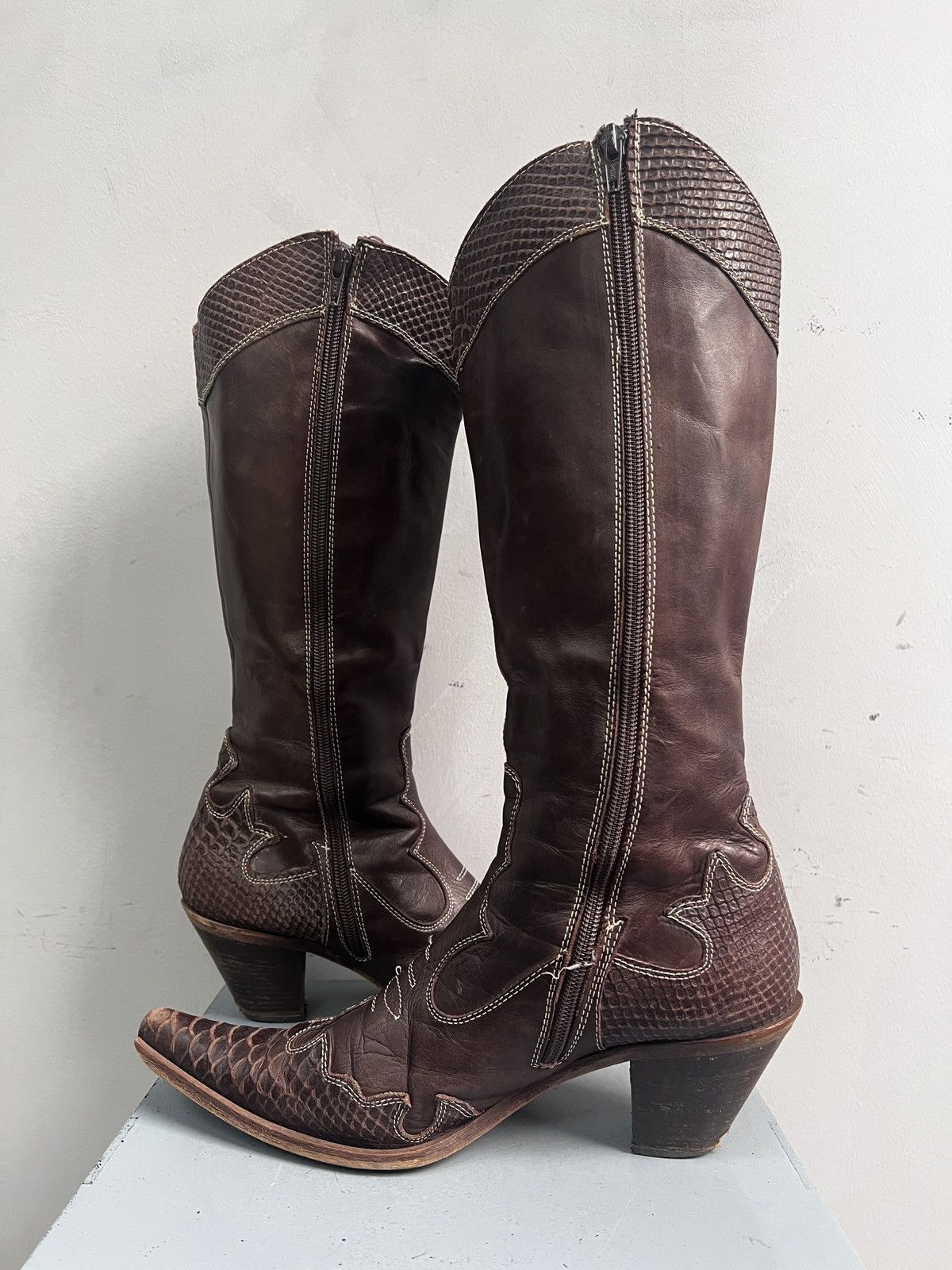 Western Rise If six was nine Brown leather boots western style guidi vibe Size US 7.5 / EU 40-41 - 6 Thumbnail