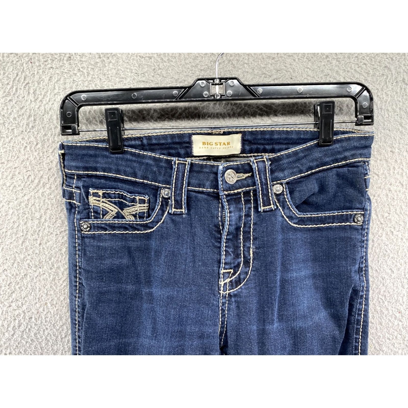 Vintage BIG STAR Dana Curvy Skinny Jeans Womens SZ 27 Denim Blue Straight Leg Mid Rise 5-Pocket Modern Boyfriends? Size 27" / US 4 / IT 40 - 3 Thumbnail
