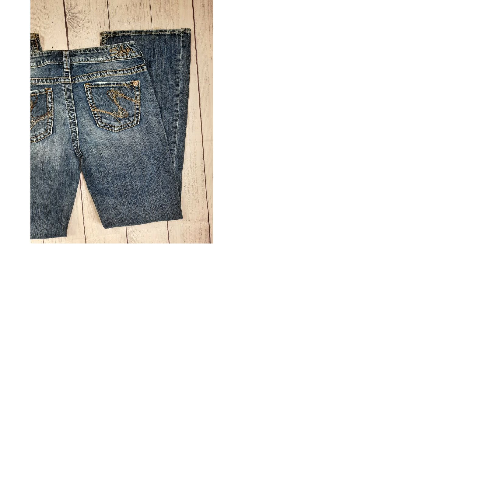 Silver Jeans Co. Women's Silver Jeans Eden Flare Thick-Stitch Flare Leg Med Wash 29x31 Size 29" - 9 Thumbnail