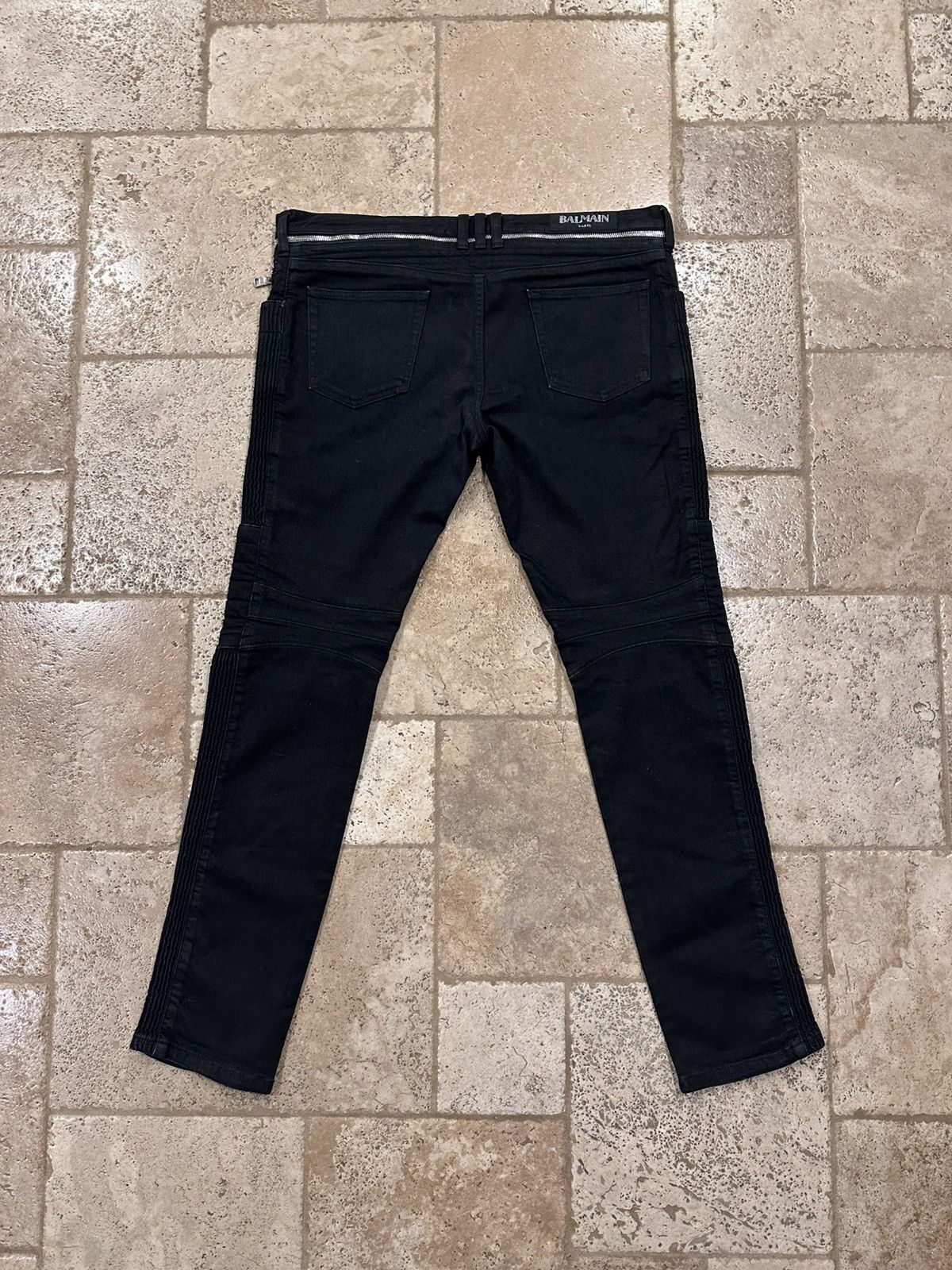 Balmain Balmain Double Zipper Black Wax Paneled Moto Biker Denim Size US 36 / EU 52 - 11 Thumbnail