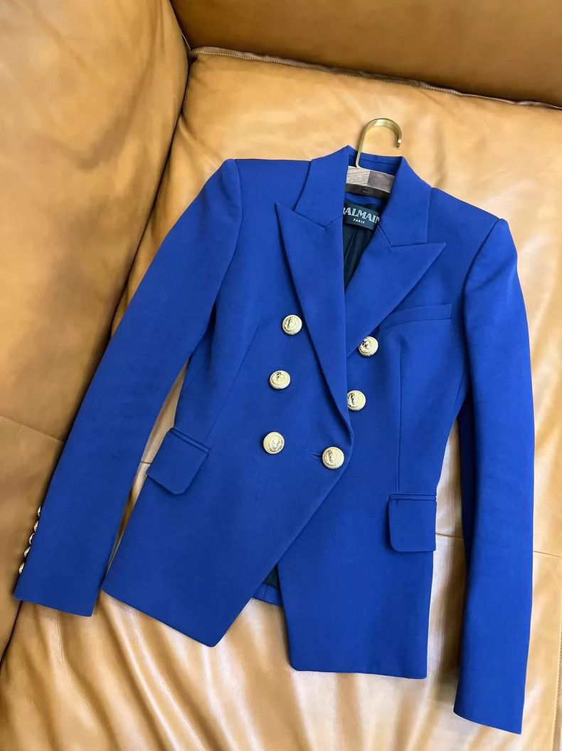 Balmain Classic Blue Double-Breasted Balmain Suit Size US M / EU 48-50 / 2 - 1 Thumbnail