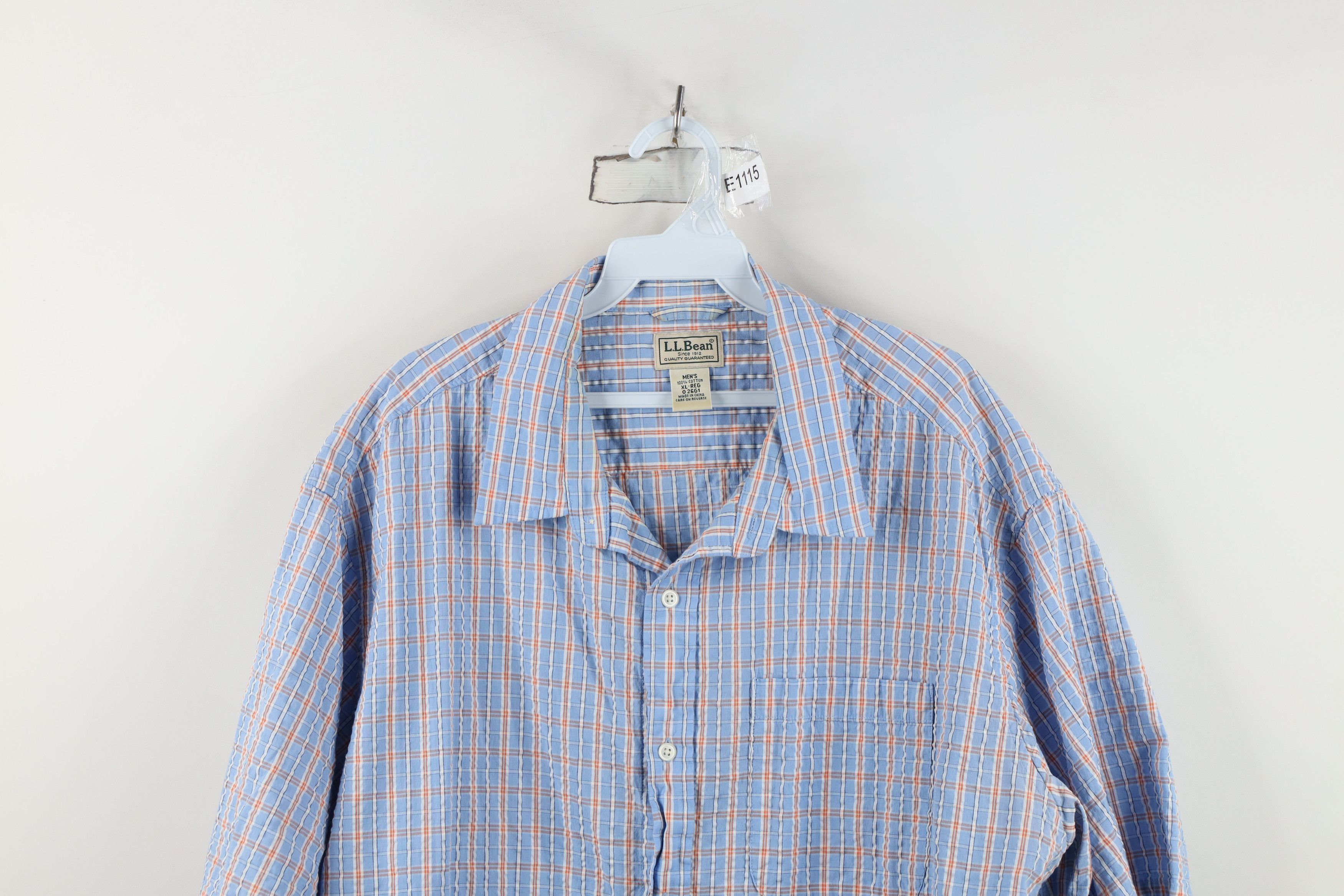 L.L. Bean Vintage LL Bean Seer Sucker Short Sleeve Button Shirt Plaid Size US XL / EU 56 / 4 - 2 Thumbnail