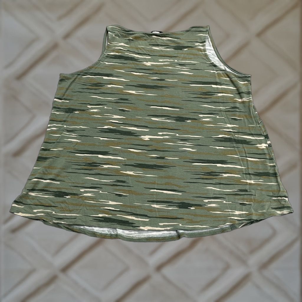 Vintage American Rag Cie Tank Womens 1X Green Camouflage Sleeveless Casual Outdoor Size XL / US 12-14 / IT 48-50 - 1 Thumbnail