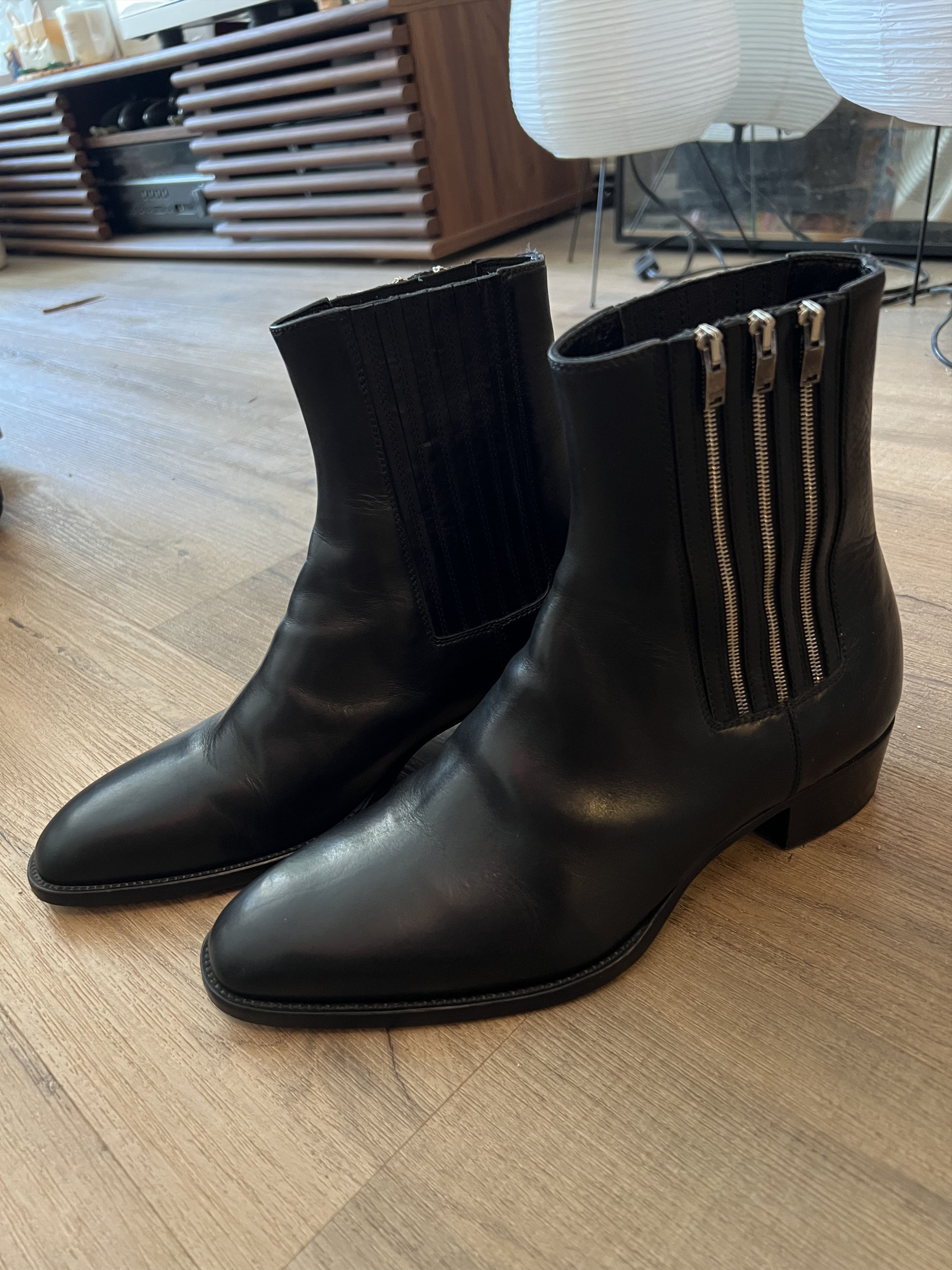 Saint Laurent Paris 'Hedi Era' Triple Zipper Wyatt Chealsea Boots Size US 6 / EU 39 - 3 Thumbnail