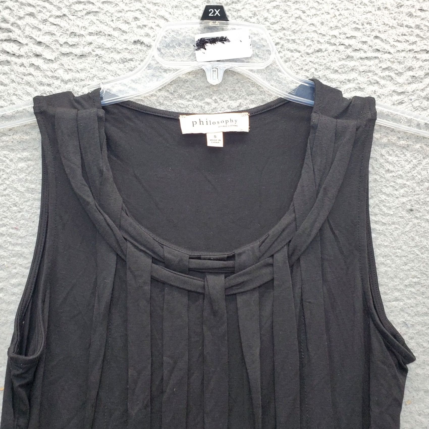 Vintage Philosophy Tunic Top Womens Size S Black Rayon Stretchy Fitted Knit Sleeveless Size S / US 4 / IT 40 - 4 Thumbnail