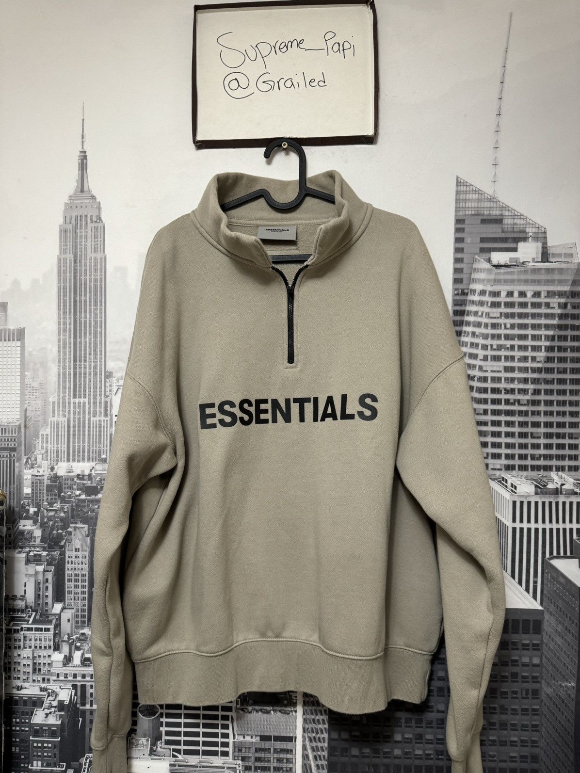 Fear of God 💥Fear of God Essentials Half Zip Pullover Olive SZ Small Size US S / EU 44-46 / 1 - 1 Thumbnail