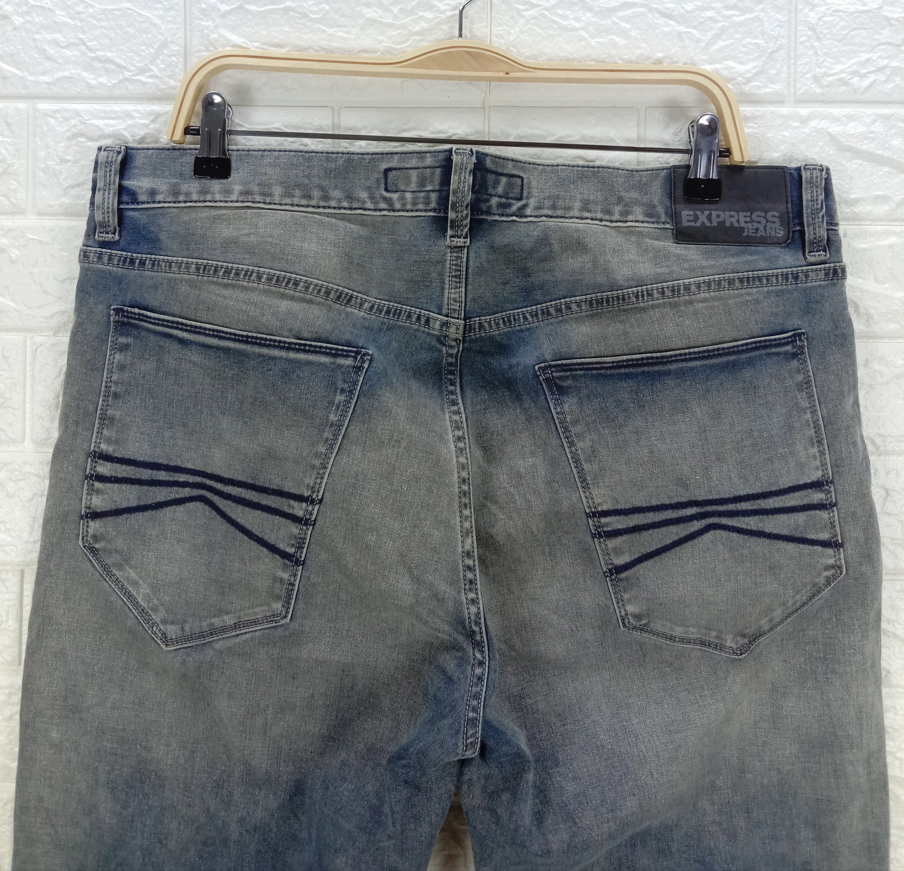 Express Vintage Express Mud Wash Jeans Loose Fit Straight Leg Denim Size US 36 / EU 52 - 6 Thumbnail
