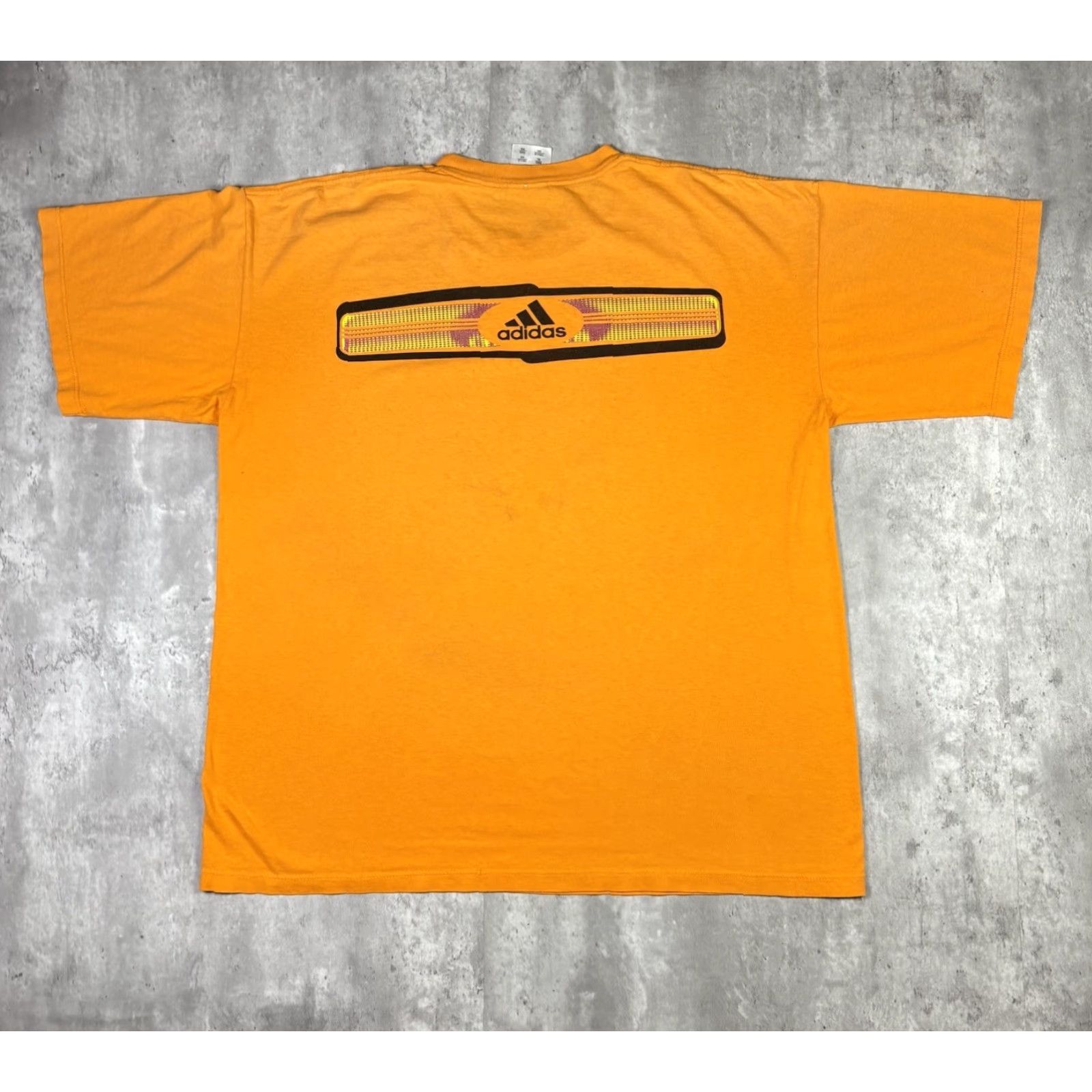 Adidas VINTAGE adidas T Shirt Orange Double Sided Logo Print Adult XL 90s Size US XL / EU 56 / 4 - 2 Thumbnail