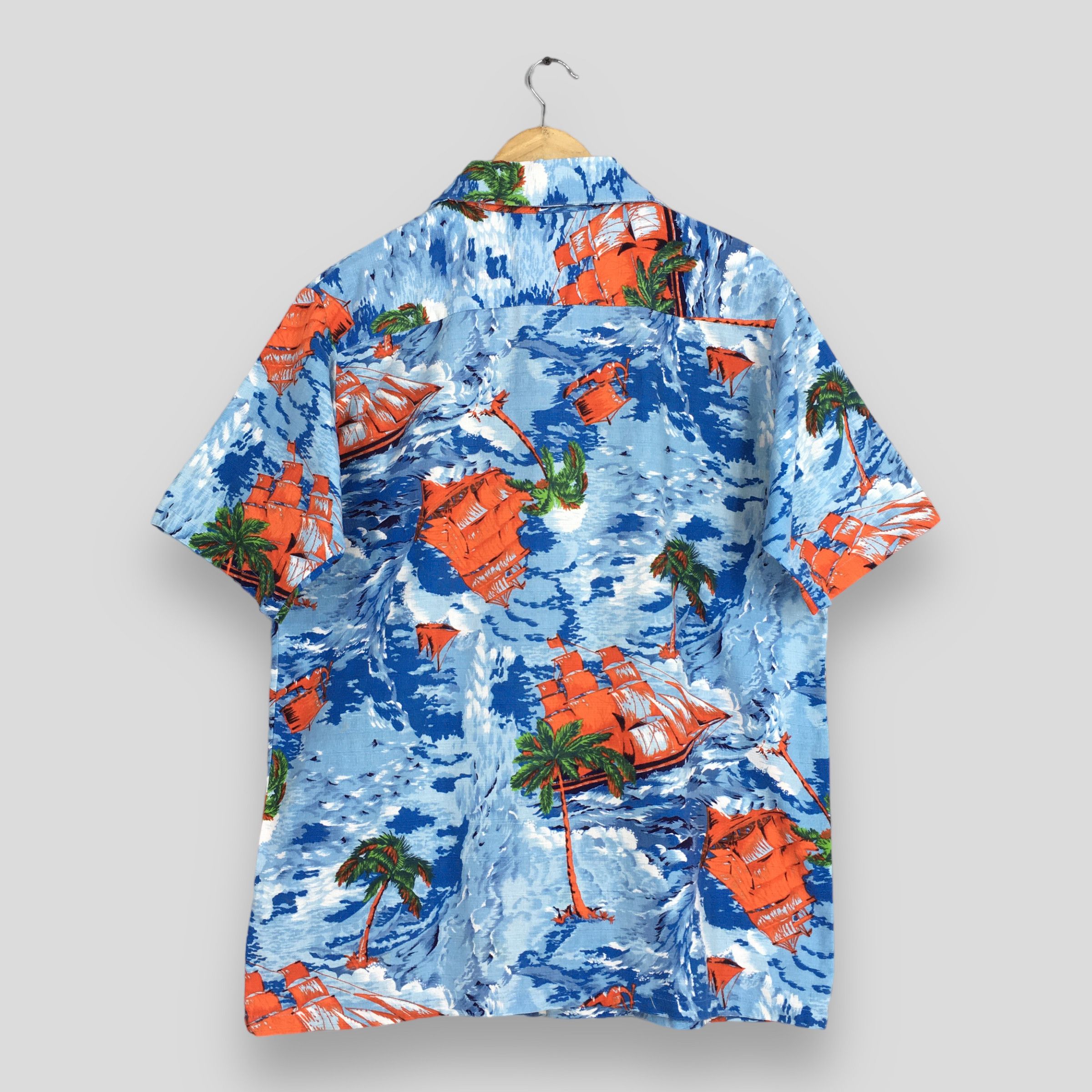 Vintage Japanese Hawaiian Sailing Beach Ocean Wave Shirt Large Size US L / EU 52-54 / 3 - 7 Thumbnail