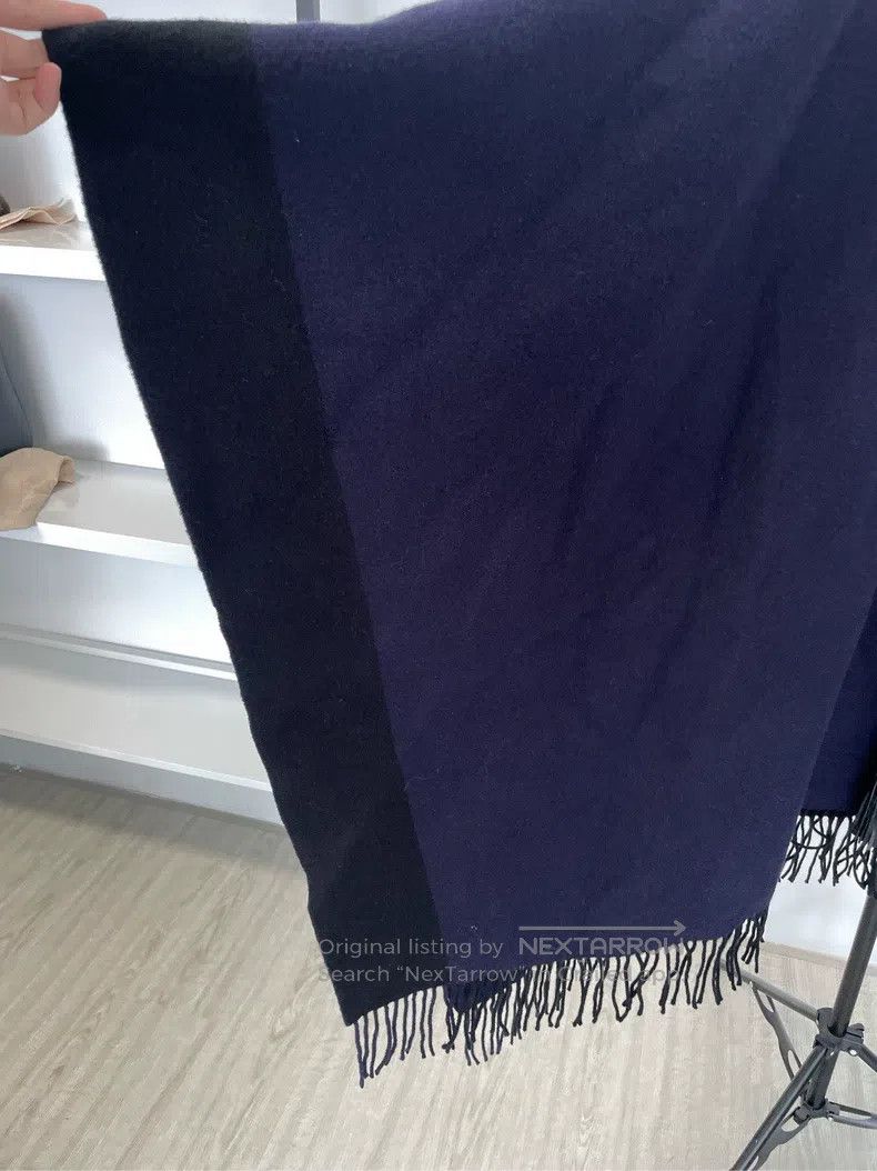 Hermes Hermes Double-sided leather fringed cloak, blue and black Size M / US 6-8 / IT 42-44 - 4 Thumbnail