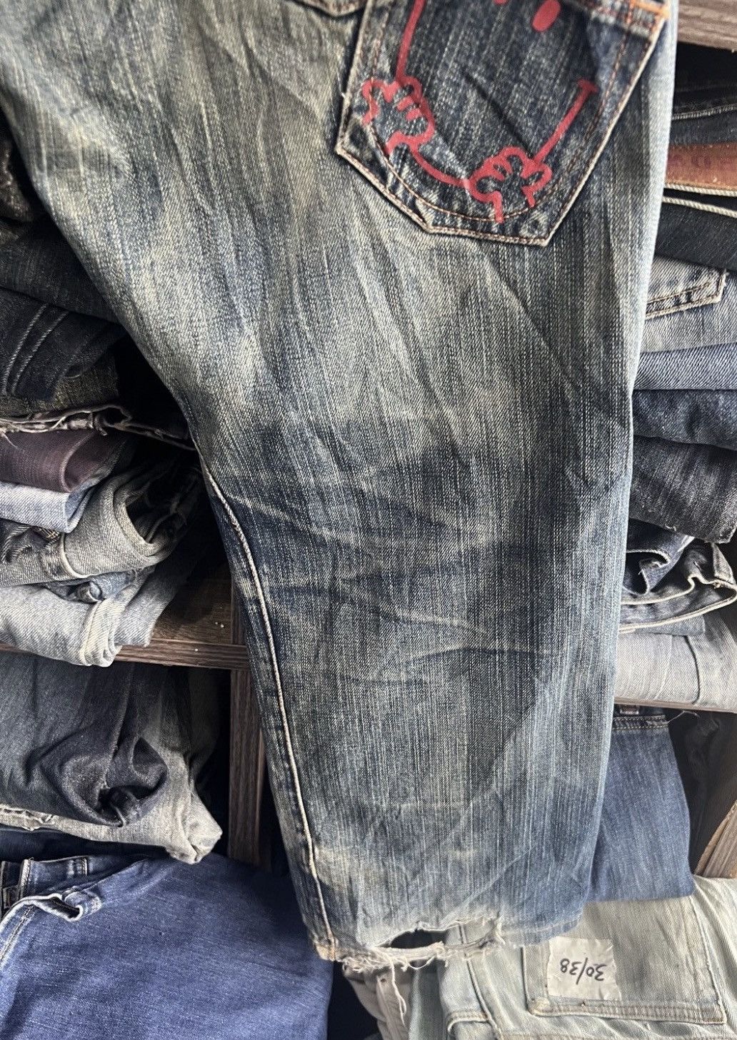 Japanese Brand 🔥Mr Men Little Miss Multipockets Distressed Denim Size US 30 / EU 46 - 7 Thumbnail