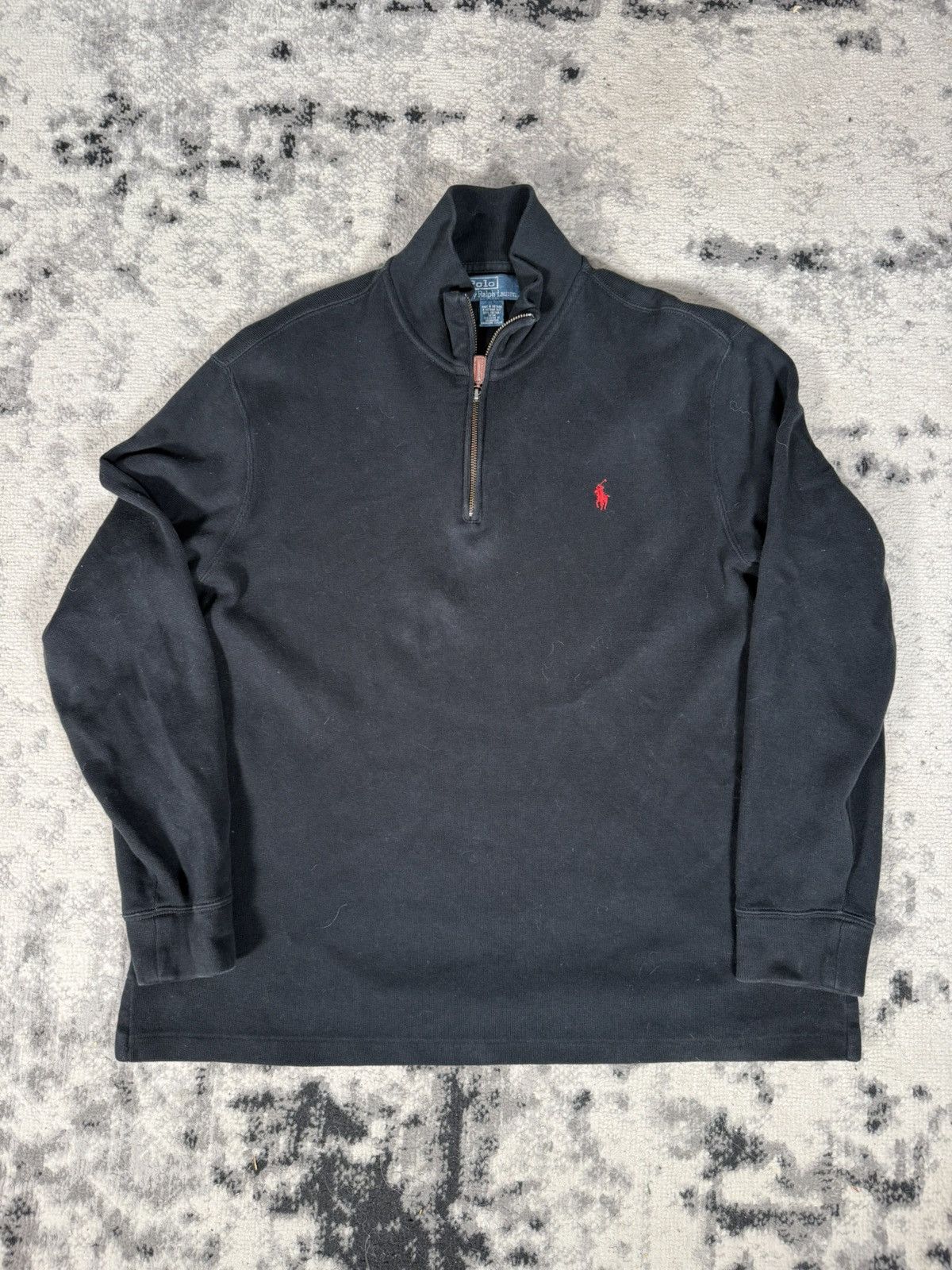 Polo Ralph Lauren Vintage Polo Ralph Lauren 1/4 Zip Navy Cotton Sweater Size US XL / EU 56 / 4 - 3 Thumbnail