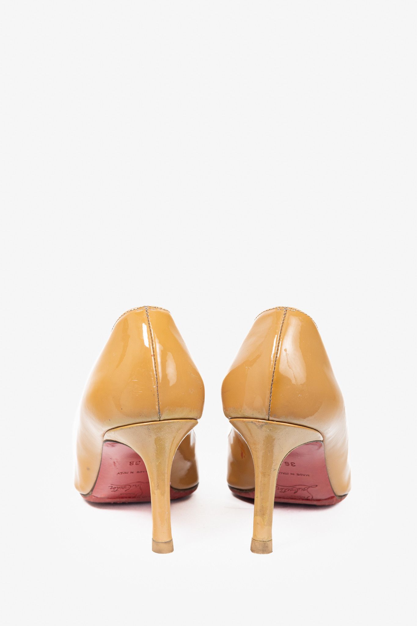 Christian Louboutin Christian Louboutin Simple 70 Camel Patent Leather Pumps Size US 5.5 / IT 35.5 - 3 Thumbnail