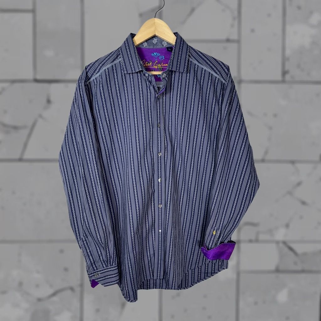 Robert Graham ROBERT GRAHAM Shirt Mens L Blue/Purple Striped Flip Cuff Size US L / EU 52-54 / 3 - 1 Thumbnail
