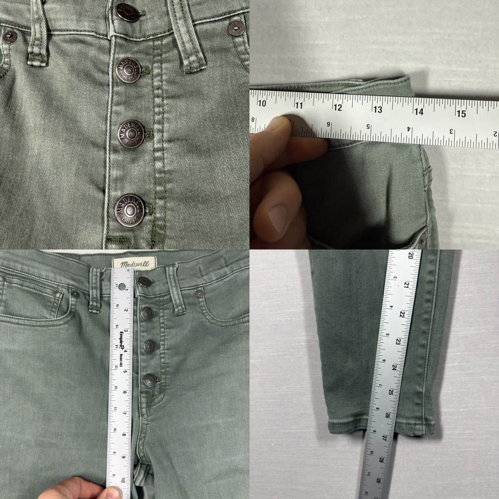 Madewell Madewell Jeans Womens 28 Green Skinny High Rise Classic Casual Boho Button Fly Size 28" / US 6 / IT 42 - 8 Thumbnail