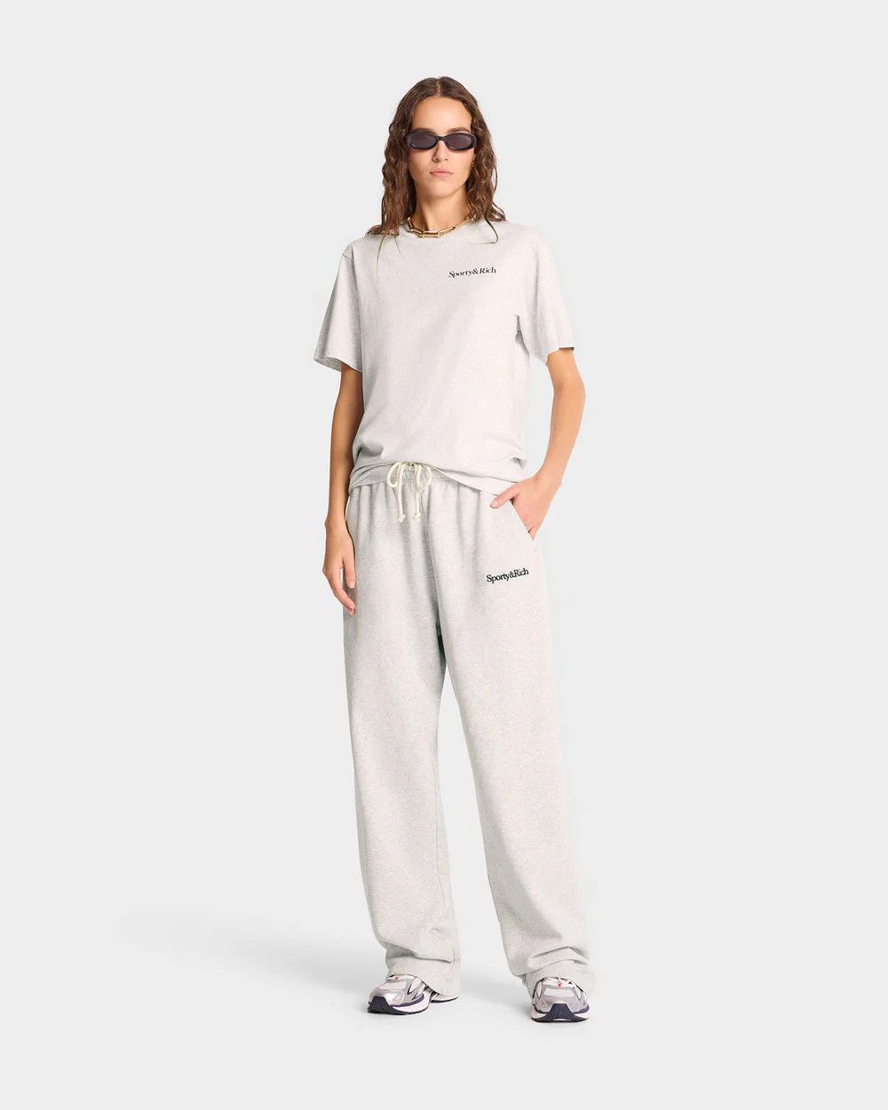 Sporty & Rich o1mle0525 Italic Logo Sweatpant in Heather Gray Size 32" / US 10 / IT 46 - 3 Thumbnail