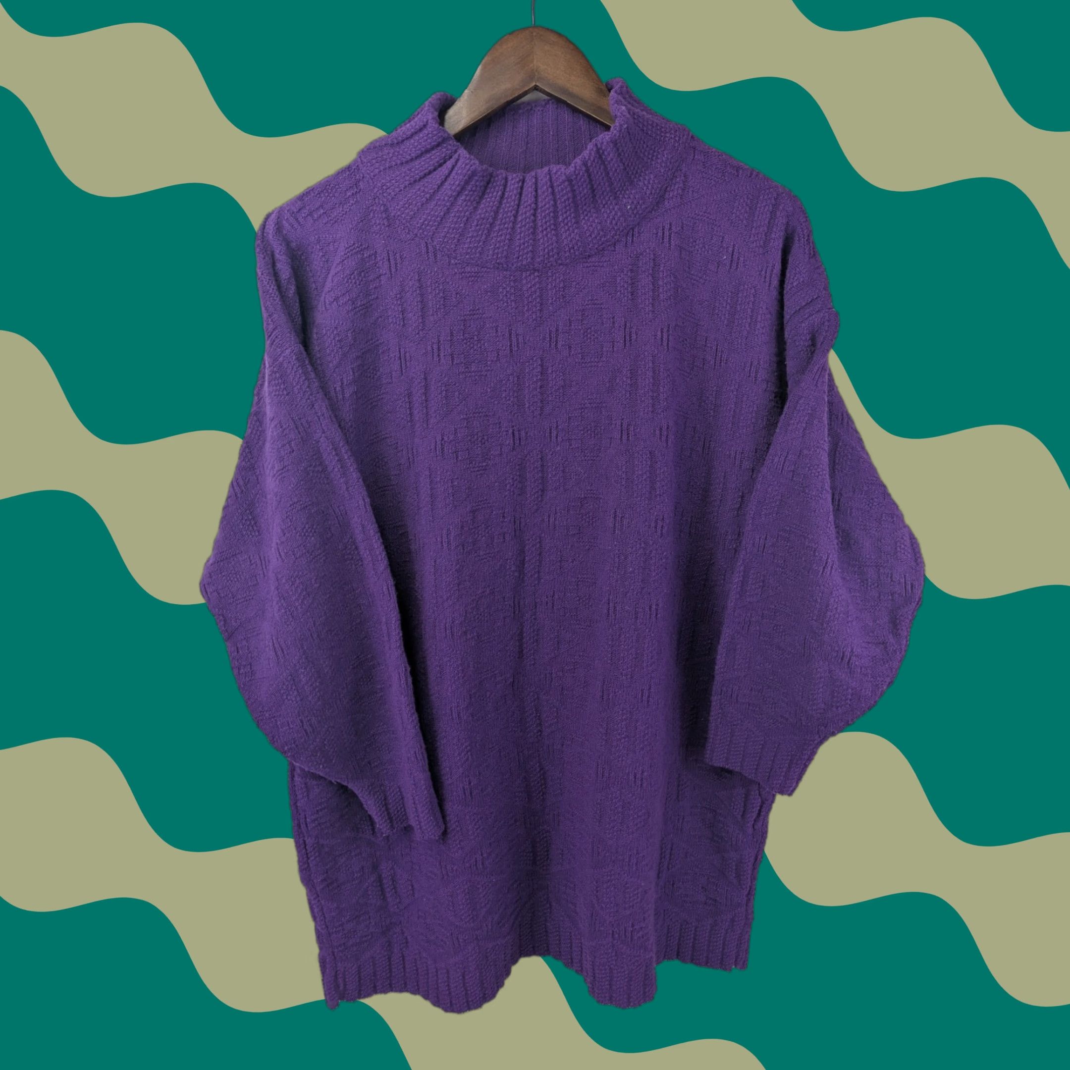 Etro VINTAGE Spunky Knit Sweater Purple Women's Large 80s 90s USA Retro Pullover Knit Sweatshirt pullover Dolman Crew Neck 100% Acrylic M Size L / US 10 / IT 46 - 1 Thumbnail